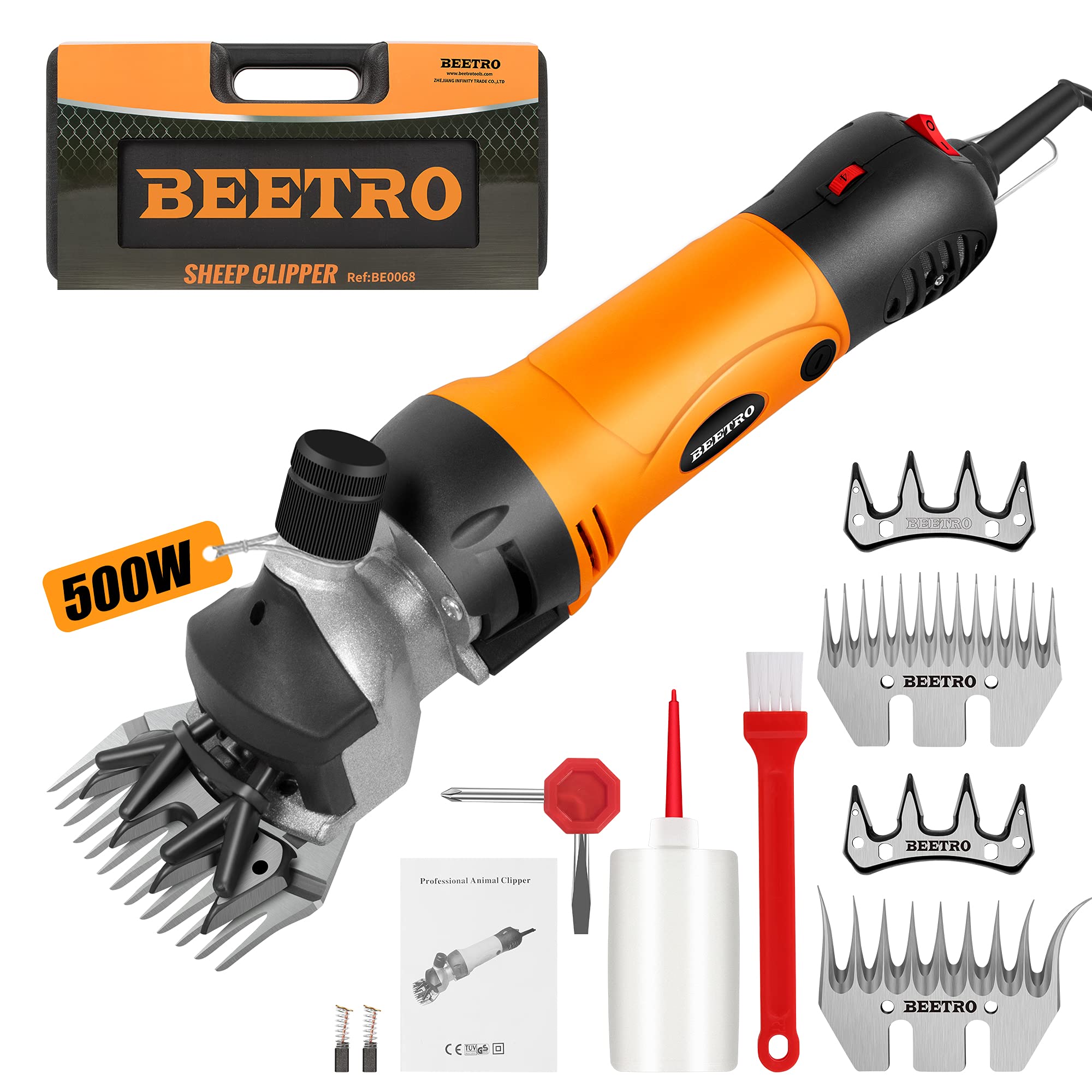 Beetro 500W Electric Professional Sheep Shears, Animal Grooming Clippers For Sheep Alpacas Goats, 6 Speeds Heavy Duty Farm Lives