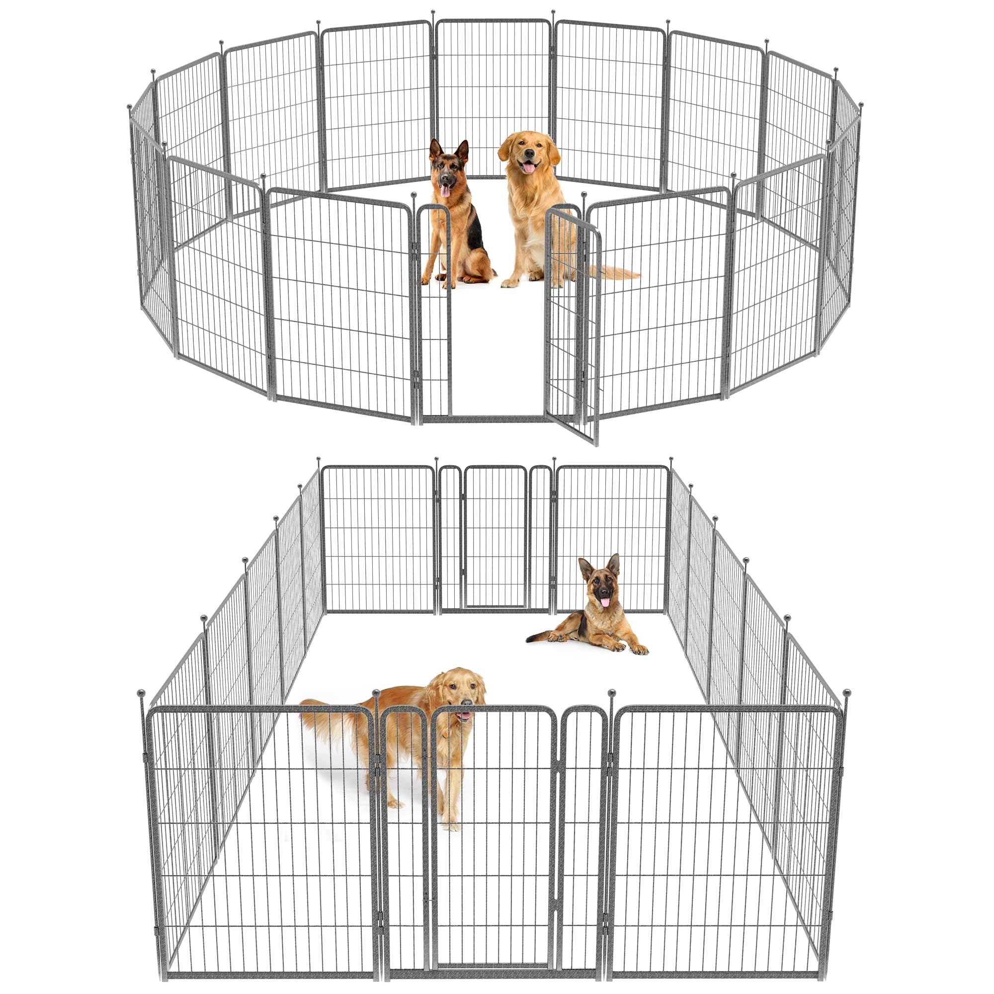 Fxw Aster Dog Playpen Outdoor,8/16 Panels Dog Fences For The Yard,24''/32''/40'' Height Metal Dog Pens Outdoor Pet Fence With Do