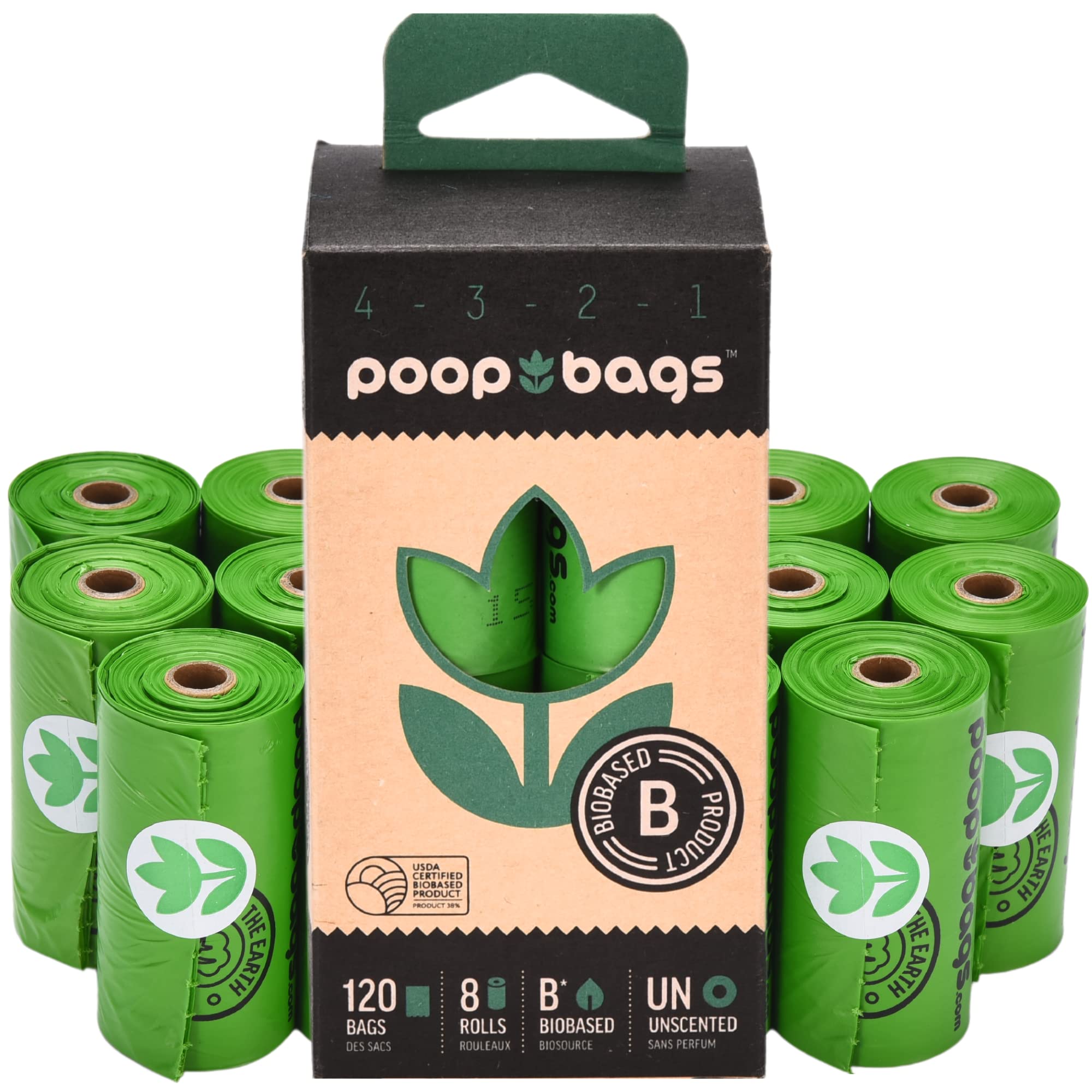 The Original Poop Bags Dog Poop Bag, Dog Bags For Poop, 120 Dog Waste Bags, Doggy Poop Bags Refills, Doggy Poop Bags 38% Plant B