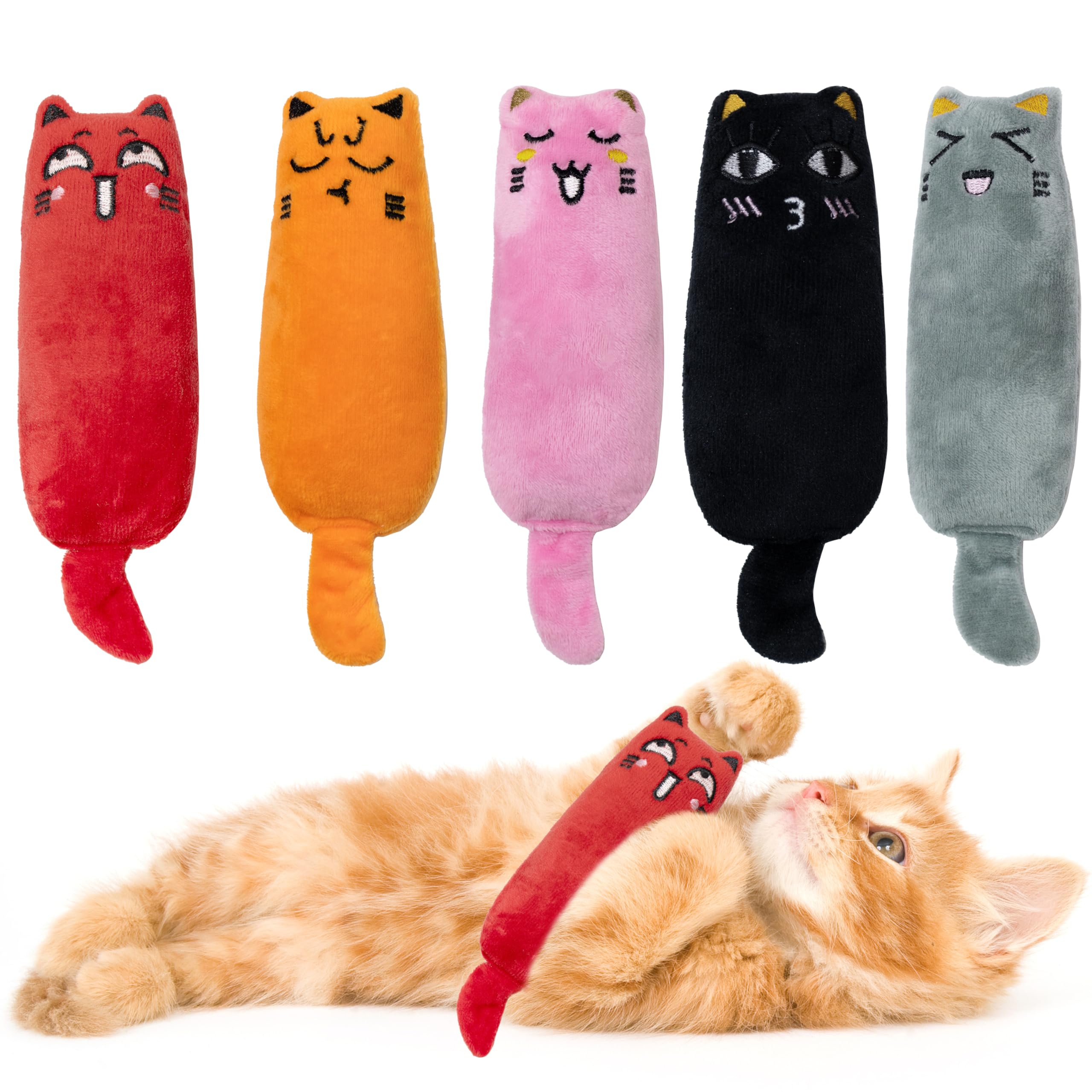 Maiiu 5Pcs Catnip Toys, Funny Cat Toys, Bite Resistant Cat Toys, Indoor Cartoon Cat Toys For Cat,Cat Chew Toys