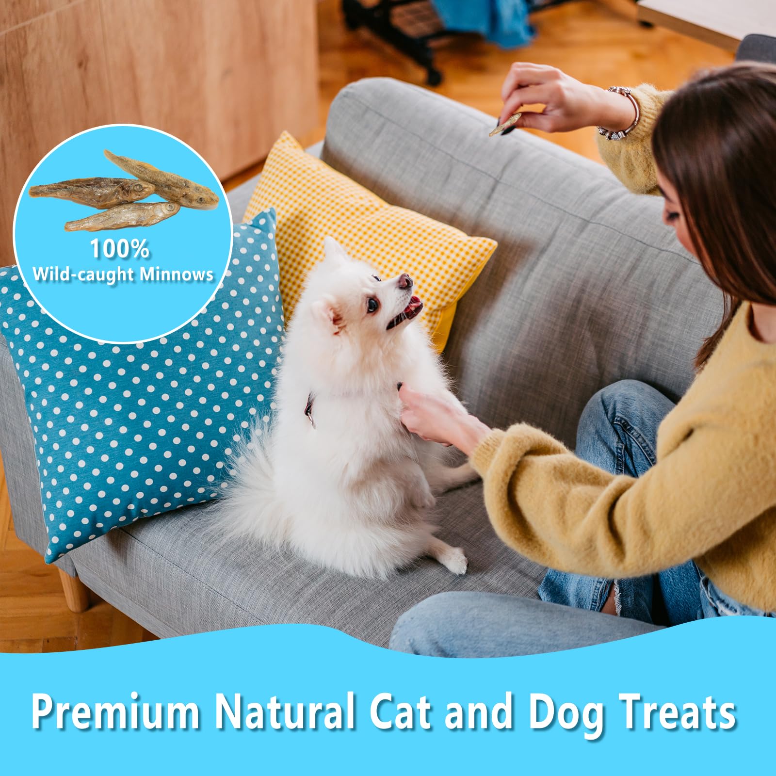 JADINGSFARM Minnows - 2 oz Freeze Dried - 100% Natural Premium Cat Treat, Dog Treat - Freeze Dried Minnows for Cats - Freeze Dri