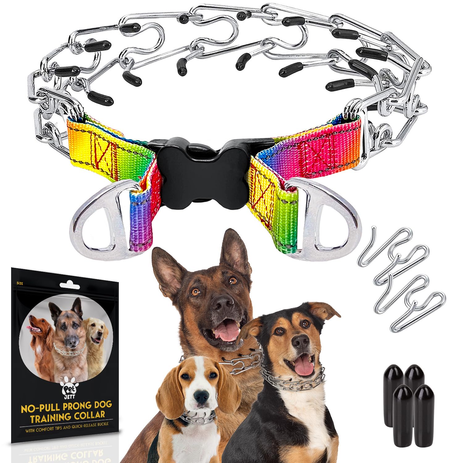 Adjustable No Pull Dog Traning Collar With Buckle For Small Medium Large Dogs (Packed With Extra Links)