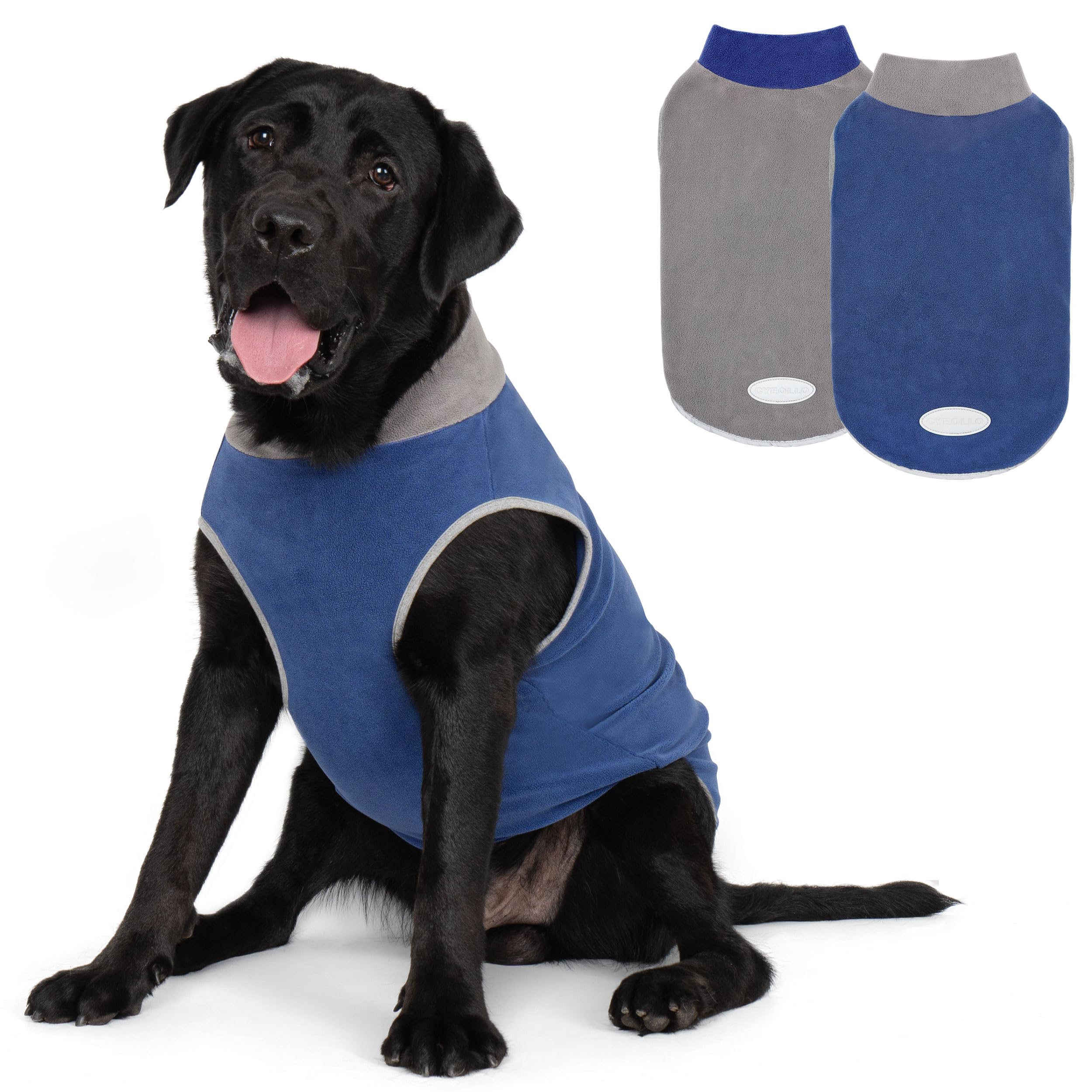 Cyeollo 2 Pack Dog Sweater Fleece Vest Pullover Sweatshirt Jacket Reflective Stretchy Lightweight Pet Clothes Cold Weather Coats