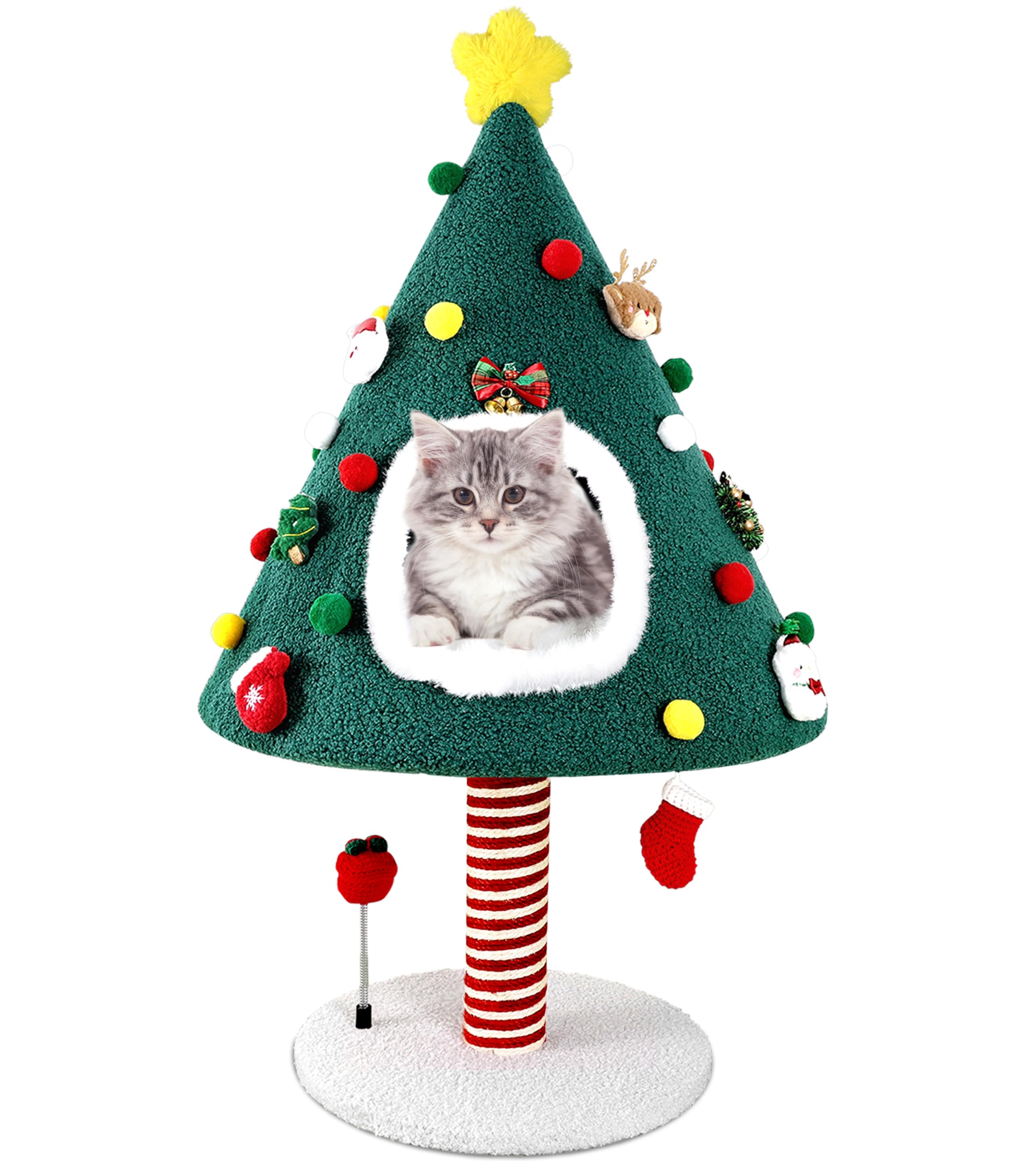 Puzzlepaw Chirstmas Cat Tree Tower With Scratching Post Scratcher For Indoor Cats,Cat Chirstmas Tree,Cat Activity Center Play Ca