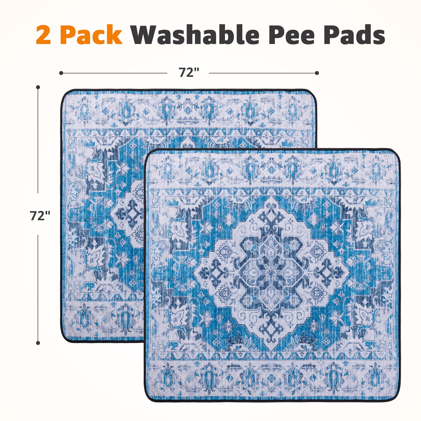 LOOBANI Washable Pee Pads for Dogs, 2 Pack Super Absorbent Reusable Puppy Pads Leakproof Dog Traning Pads, Waterproof Non-Slip W