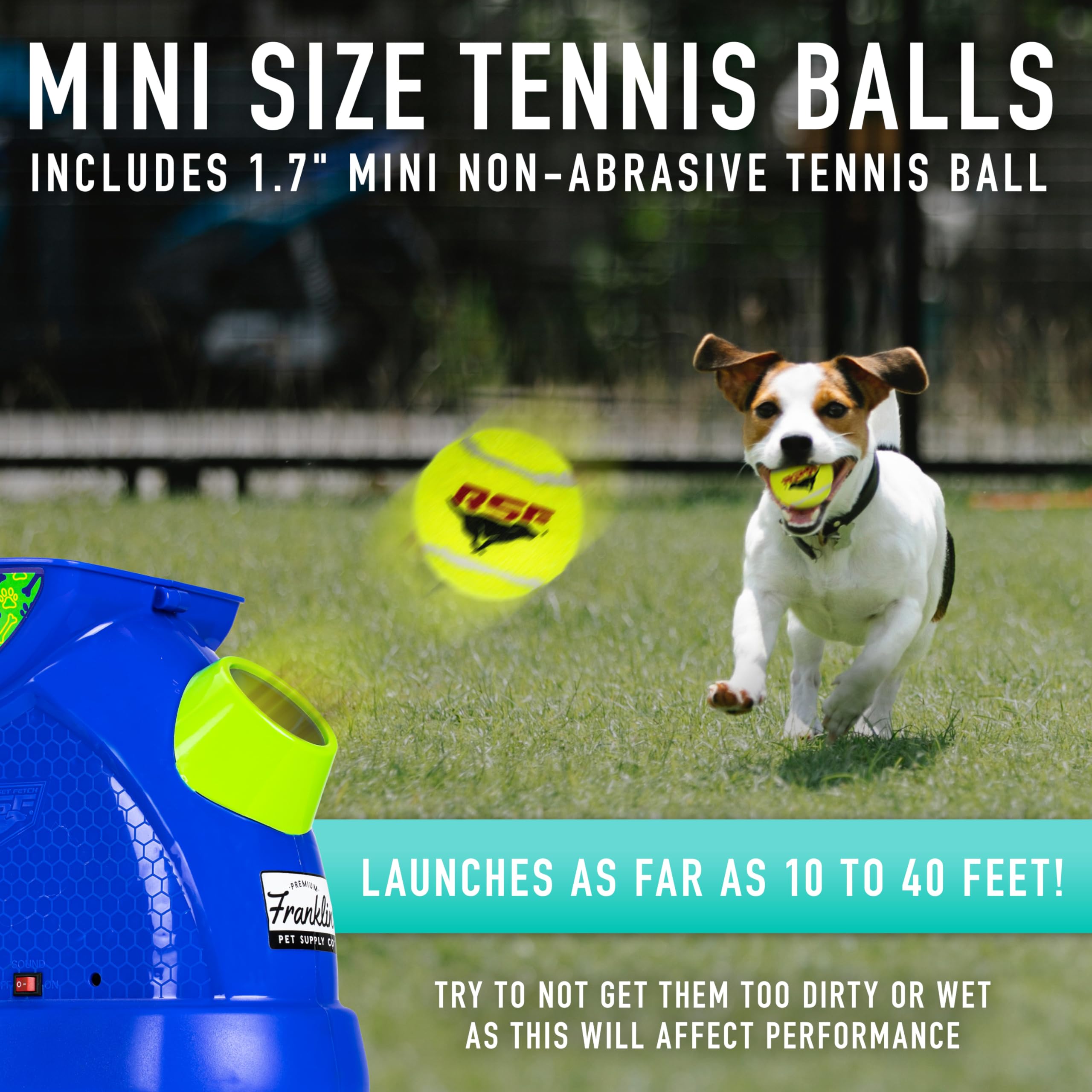 Franklin Pet Supply Co. Ready Set Fetch Mini Automatic Tennis Ball Launcher Dog Toy - Electronic Mini Tennis Ball Thrower for Fe