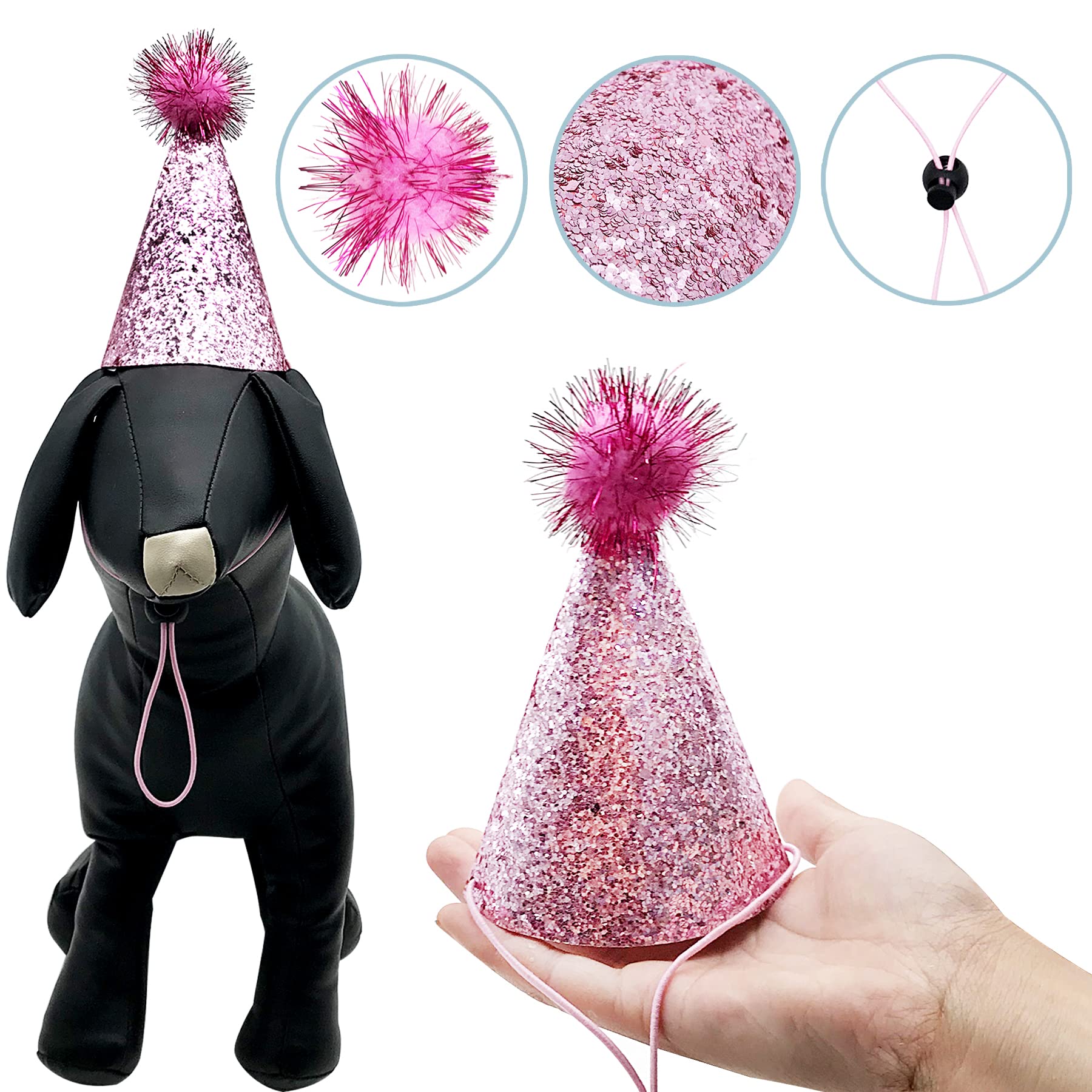 Pet Show 10Pcs Small Dog Birthday Hat Set For Boys Girls Medium Large Dogs Cat Kitten Puppies Party Hats With 0-9 Numbers 10 Glue Dots Grooming Accessories