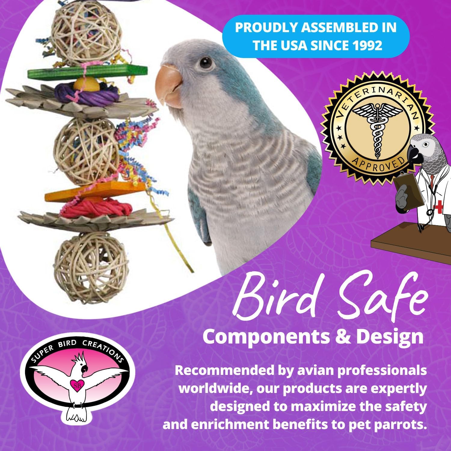 Super Bird Creations 12 By 5-Inch Crunch And Munch Bird Toy, Medium