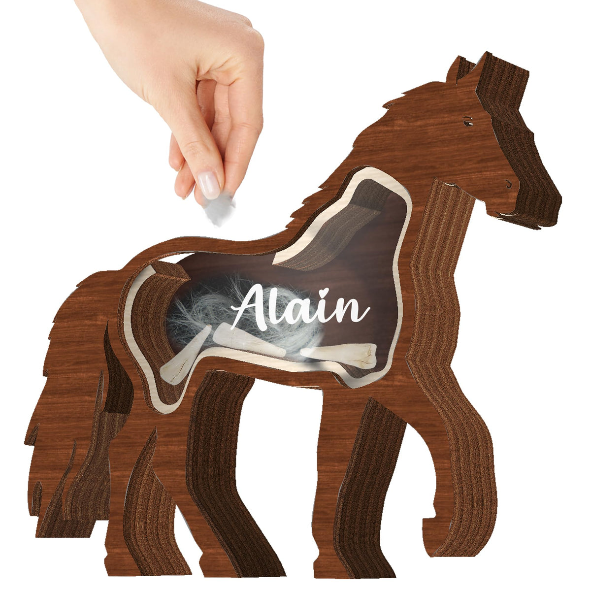 Personalized Horse Shape Keepsake Box Unique Wooden Pet Fur Gift Sympathy Pet Loss Gift Memorial Storing Hair Nail Teeth Ashes S
