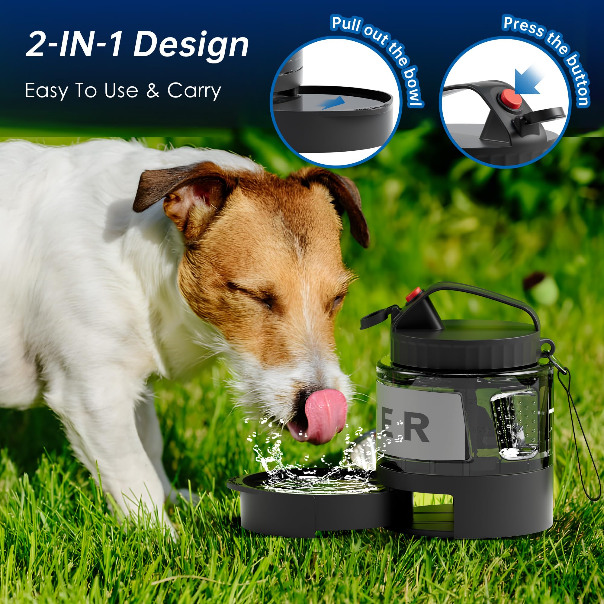 Portable Dog Water Bottle, 54Oz Large Travel Water Bowl Dispenser For Dogs Camping Beach Walking Essentials, Big Portable Travel