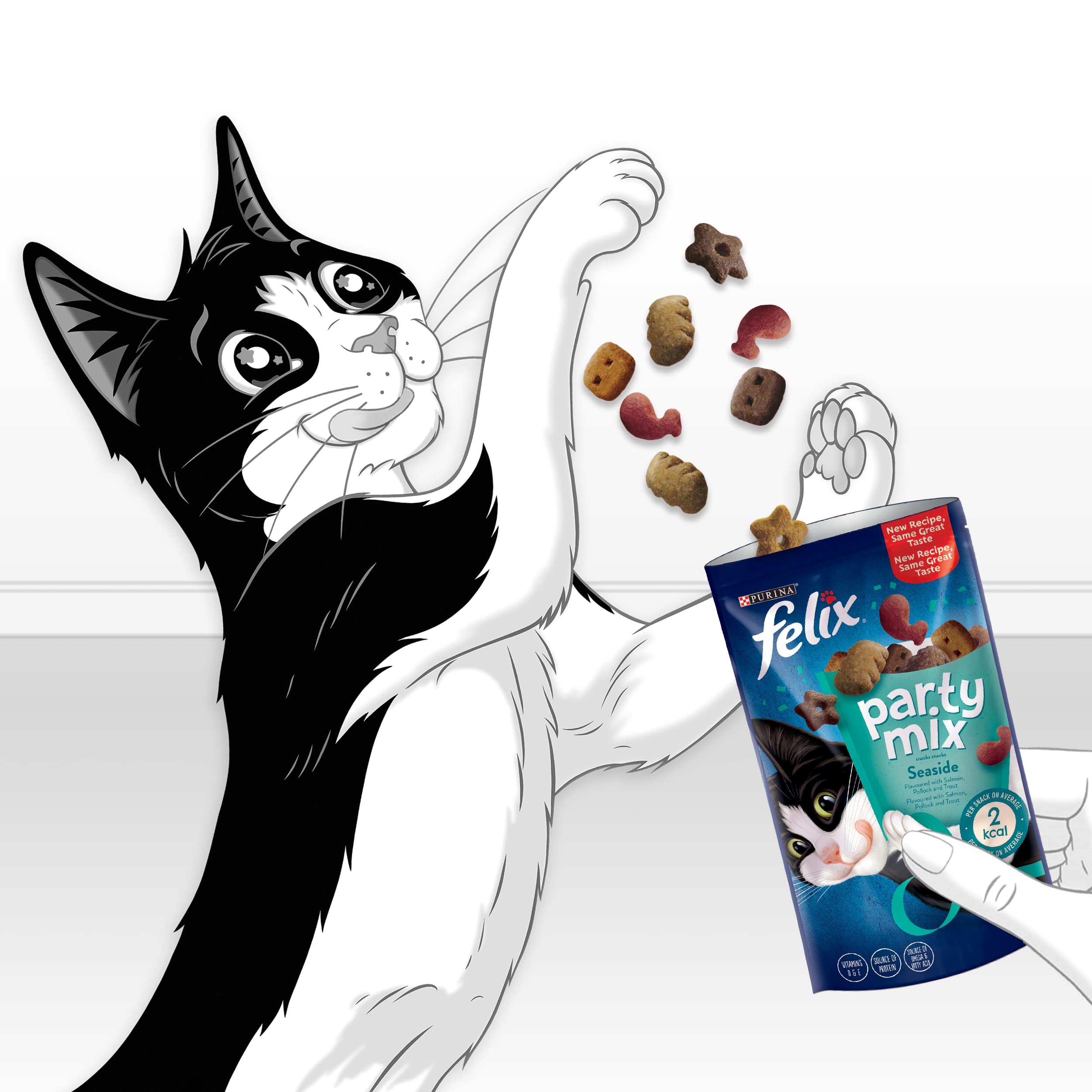 Felix Goody Bag Picnic Mix Adult Cat Treats Seaside Mix, Pack of 8 x 60 g