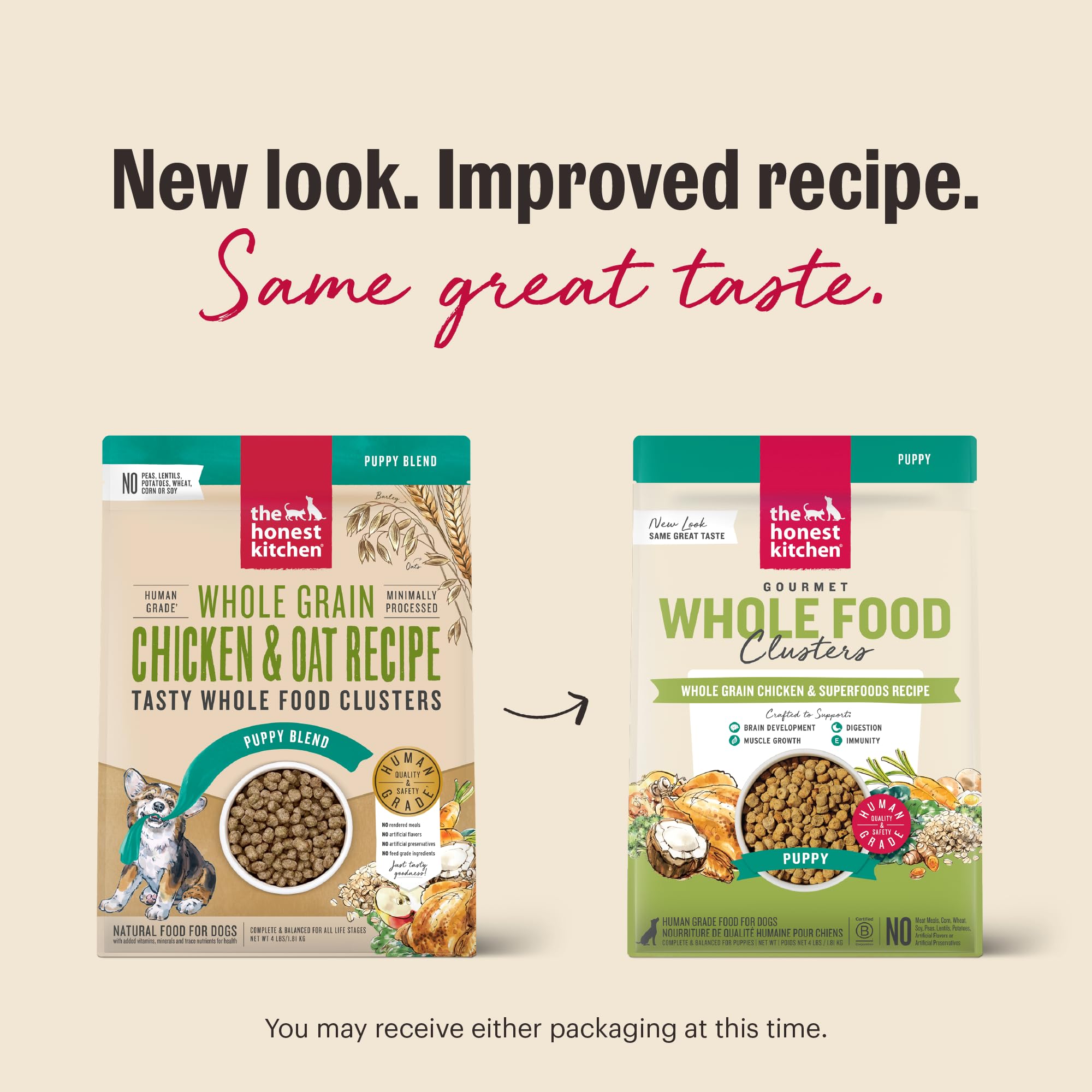 The Honest Kitchen Whole Food Clusters Puppy Whole Grain Chicken Dry Dog Food, 4 lb Bag