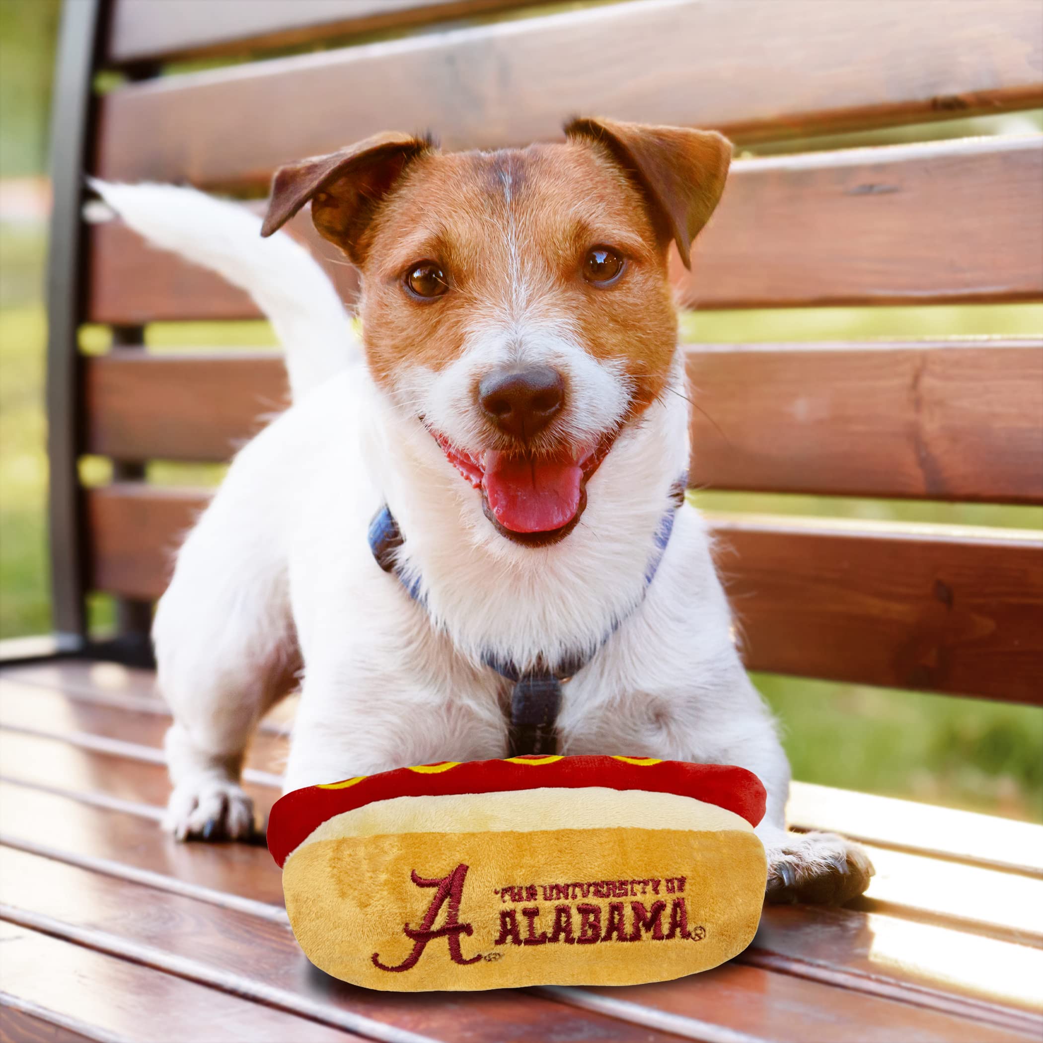 Pets First Ncaa Alabama Crimson Tide Hot Dog Plush Dog & Cat Squeak Toy- Cutest Hot-Dog Snack Plush Toy For Dogs & Cats With Inn