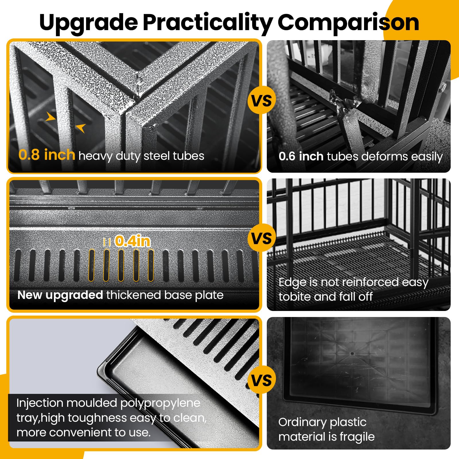 Oranland 38 Inch Heavy Duty Indestructible Dog Crate,2025 New Upgraded Reinforced Baseplate For Large Dogs,Xl Dog Crate For High