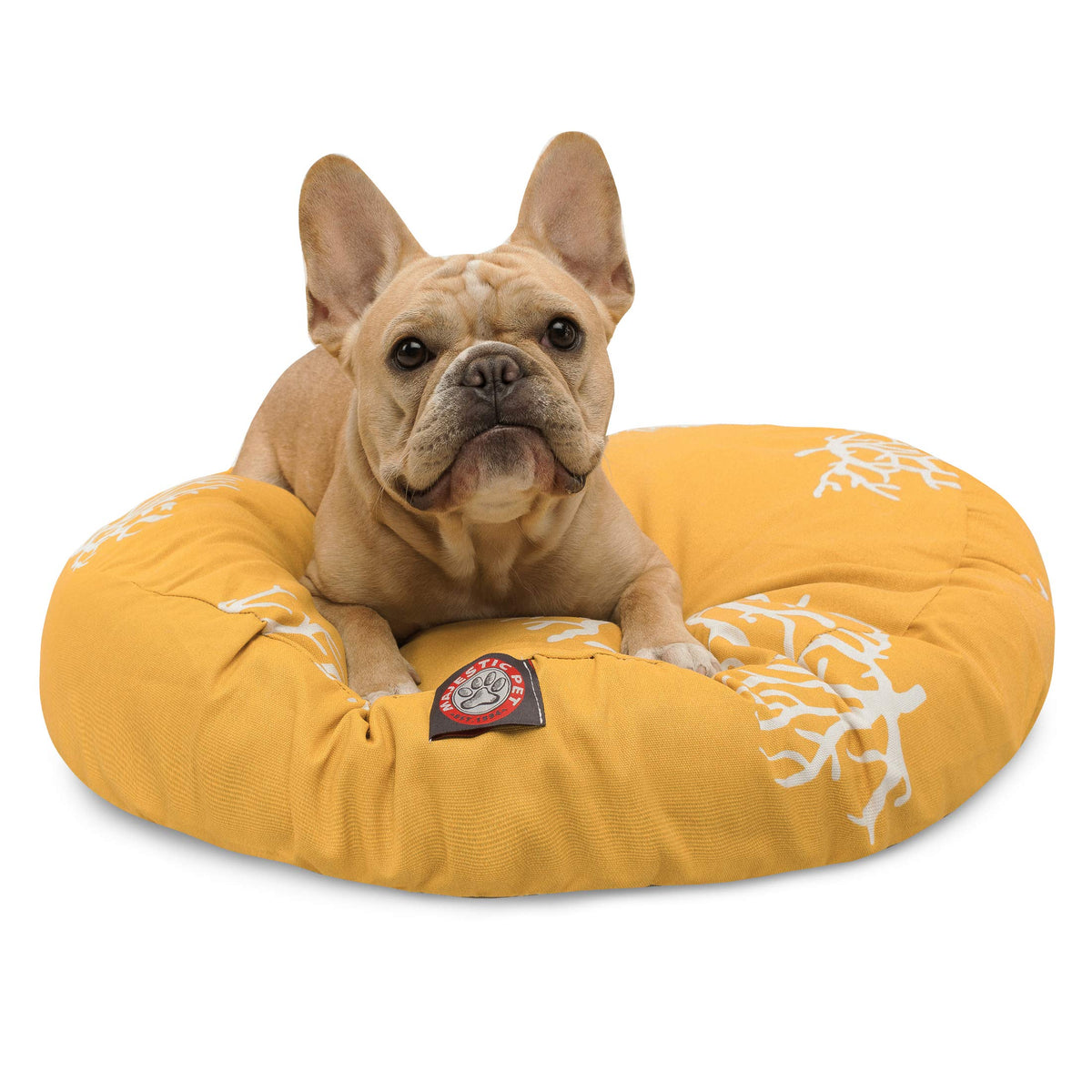 Yellow Coral Small Round Indoor Outdoor Pet Dog Bed With Removable Washable Cover By Majestic Pet Products