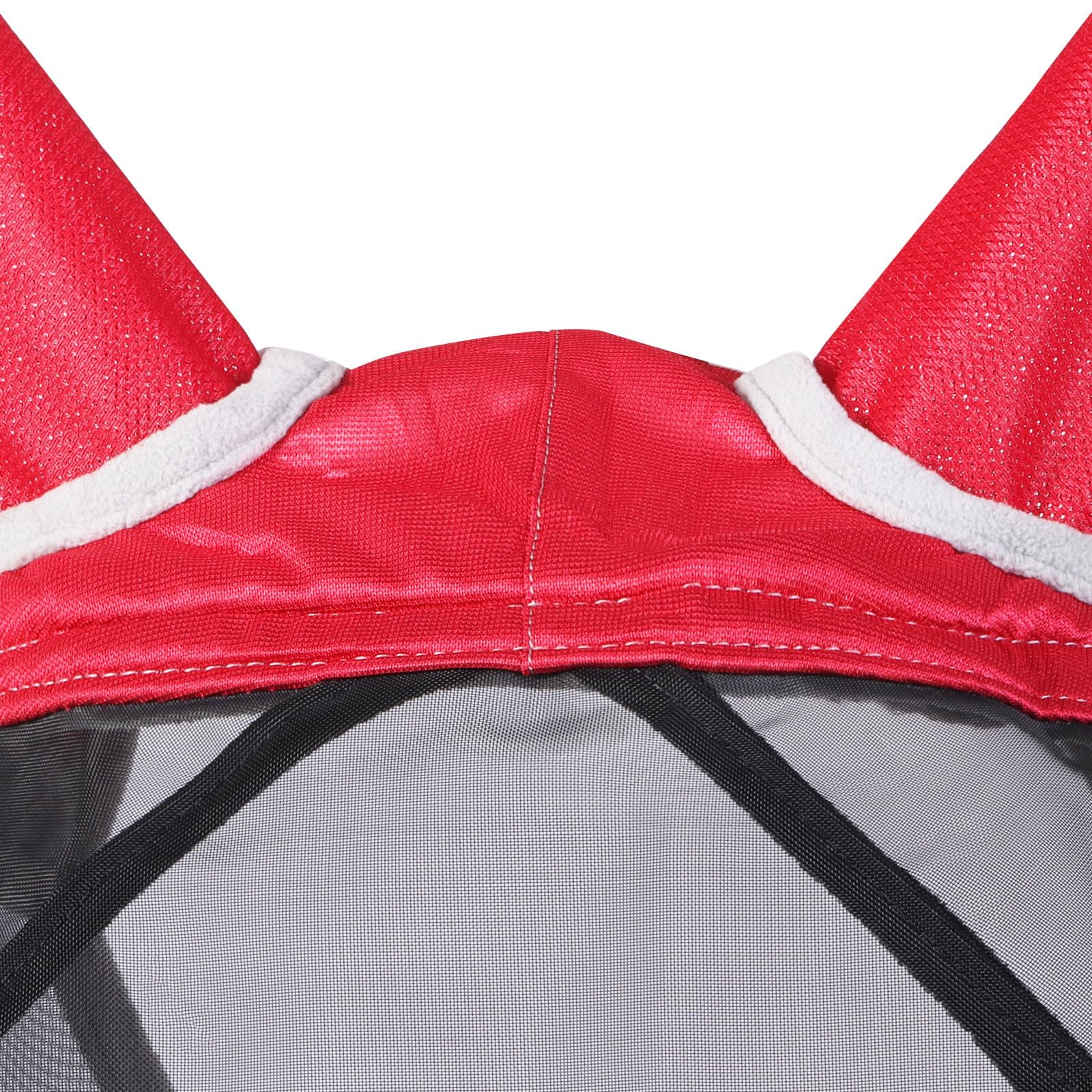 Harrison Howard CareMaster Pro Luminous Horse Fly Mask Large Eye Space Long Nose with Ears UV Protection for Horse Red Full Size