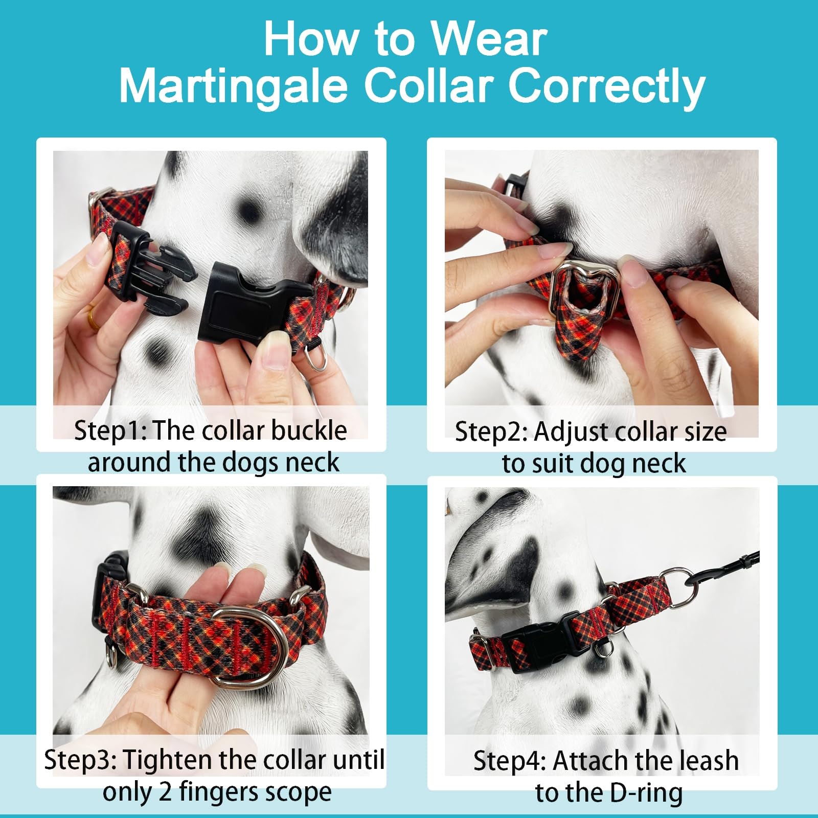 Fidohug Christmas Martingale Collar For Small Dogs Plaid Dog Collars With Buckle Adjustable Soft Nylon Dog Collar (Red Plaid, Sm