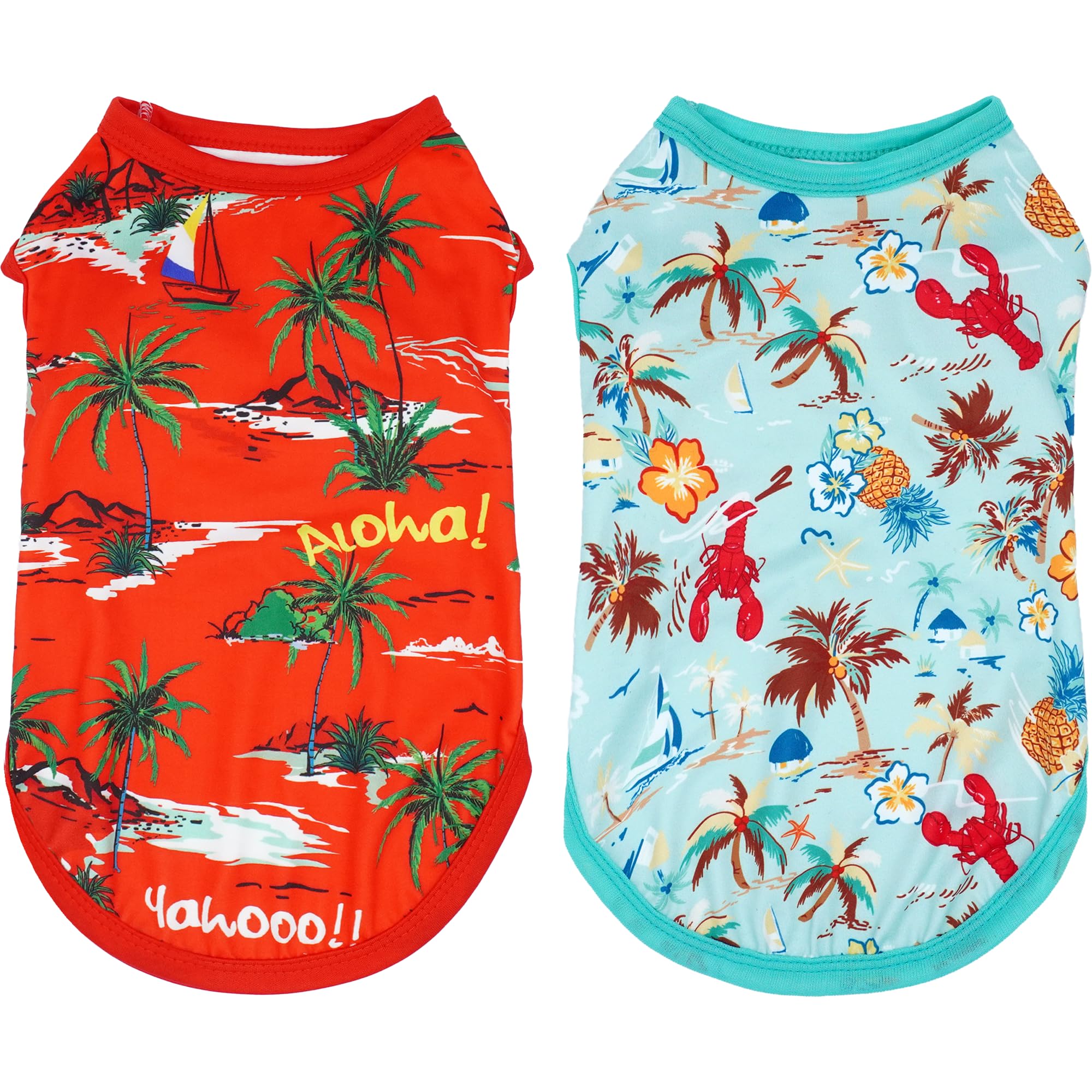 Jpgdn Hawaiian Dog Shirts For Xl Dog Girl Boy Bule Red Sleeveless Tank Top Tee Vest T Shirts Male Female Summer Outfit Pack Of 2