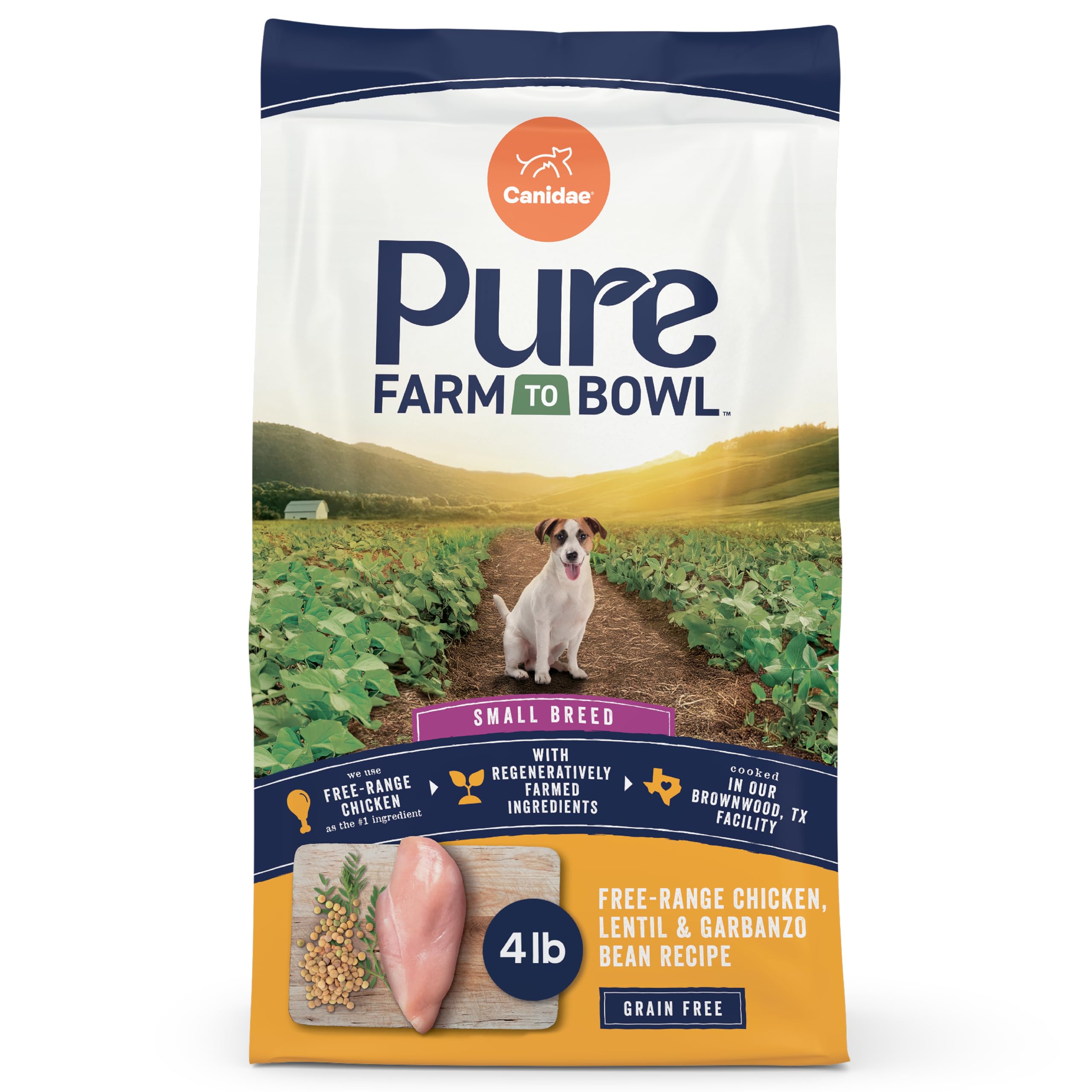 Canidae Pure Farm to Bowl Small Breed, Free-Range Chicken, Lentil & Garbanzo Bean Recipe, 4 lbs.