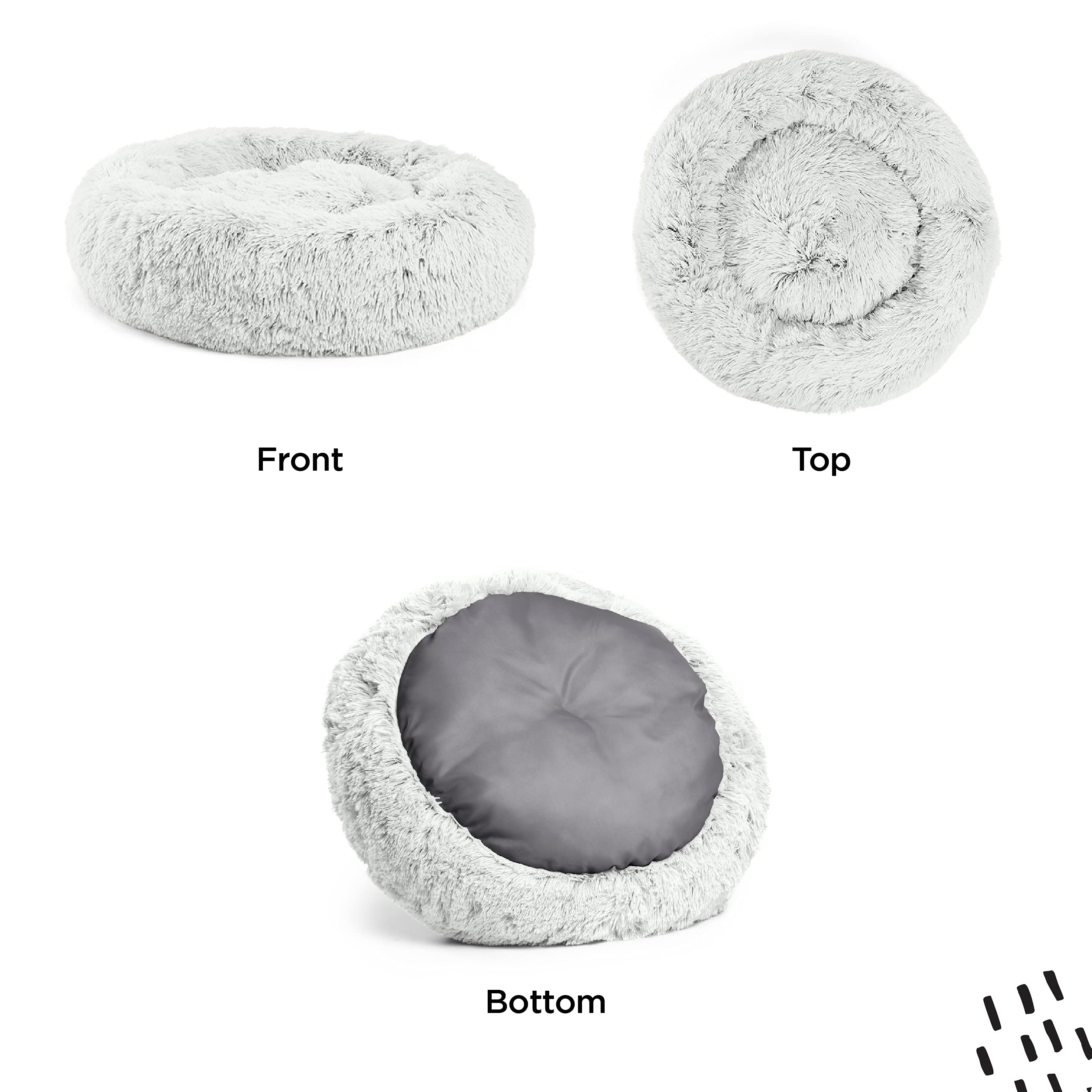 Best Friends By Sheri The Original Calming Donut Cat And Dog Bed In Shag Fur Frost, Small 23X23