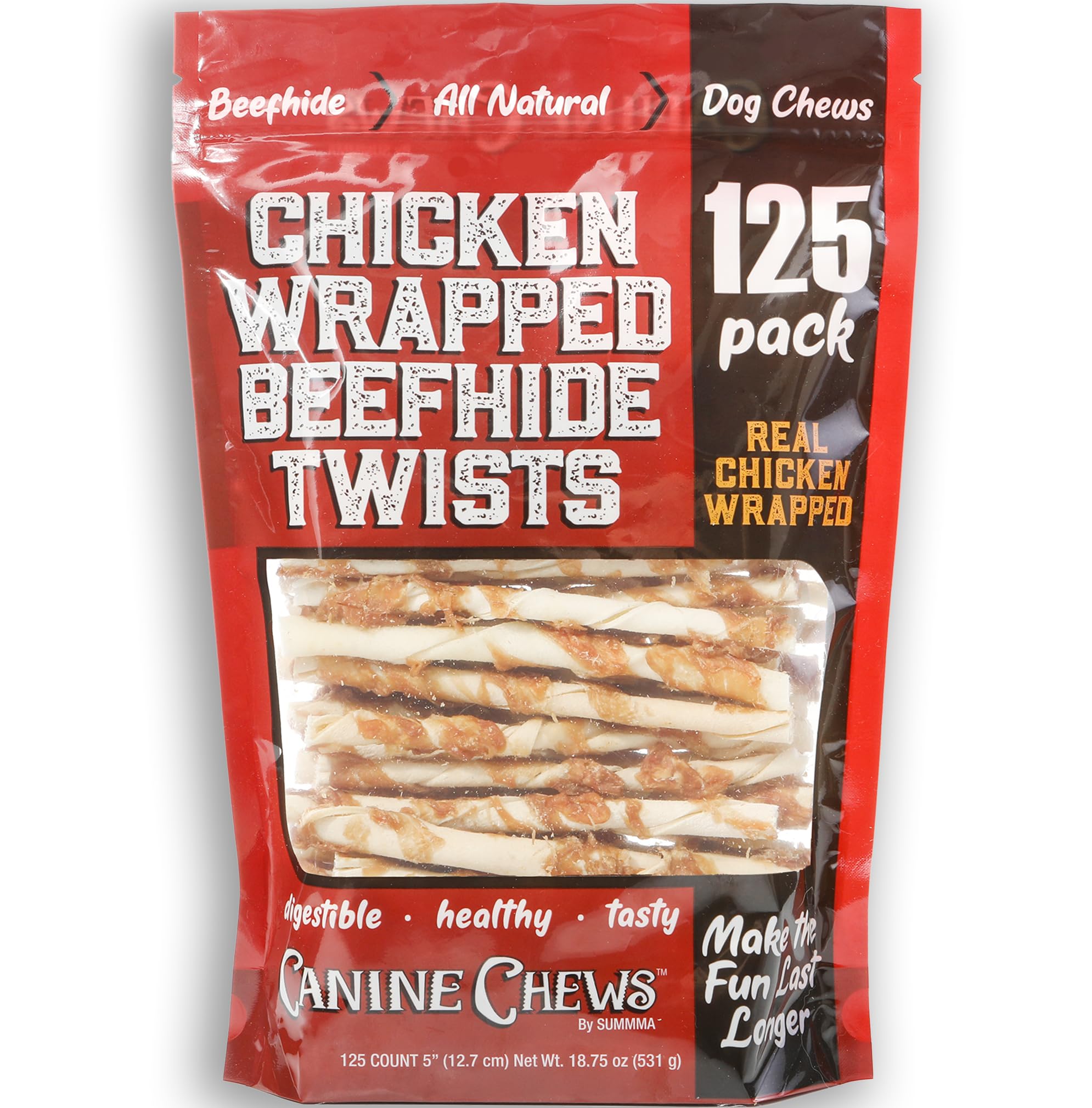Canine Chews Chicken-Wrapped Rawhide Chews for Dogs (125 ct.)