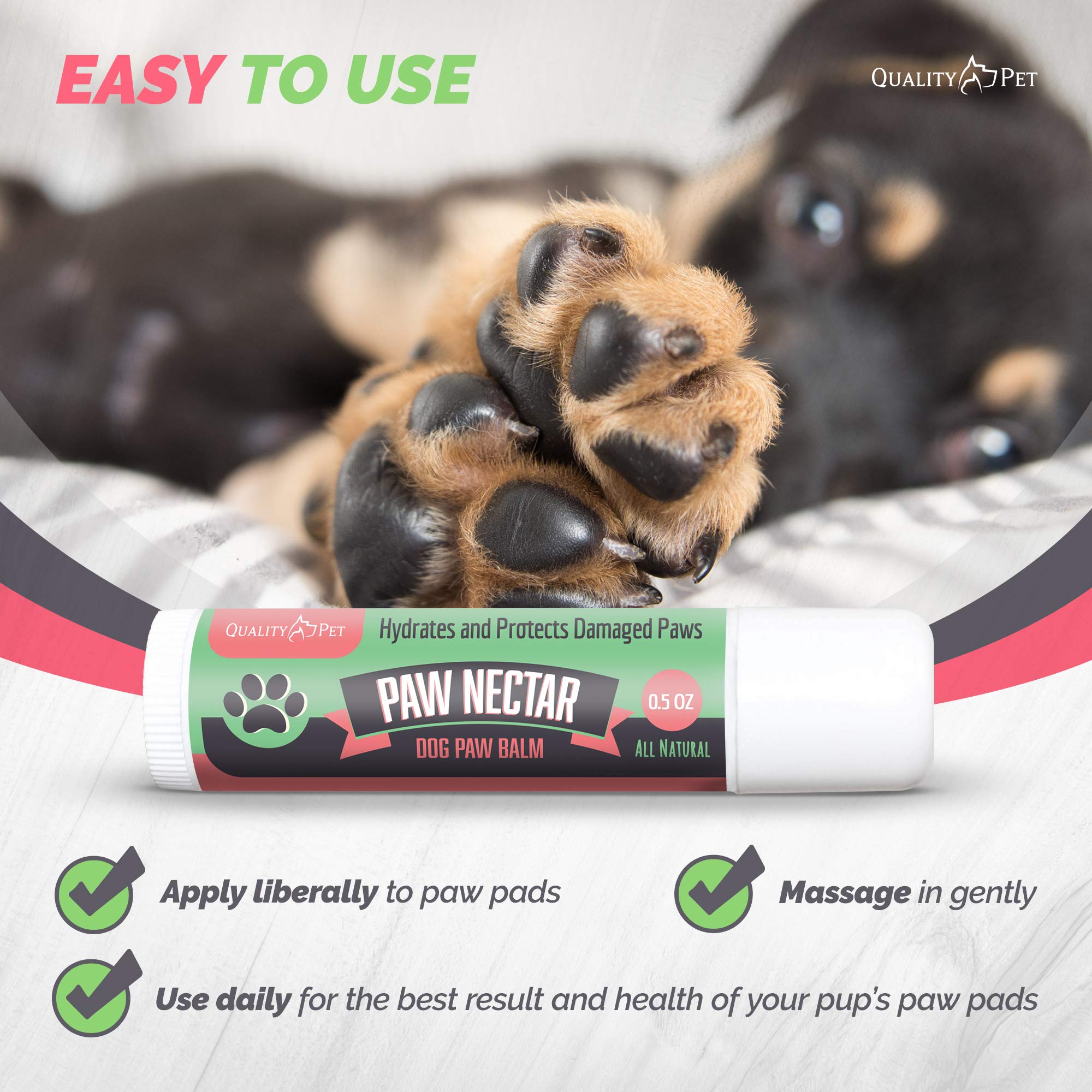 Natural Lick Safe Dog Paw Balm - 100% Organic Dog Paw Pad Balm Protector, Moisturizer & Soother for Dry Cracked Paws, Hot Paveme