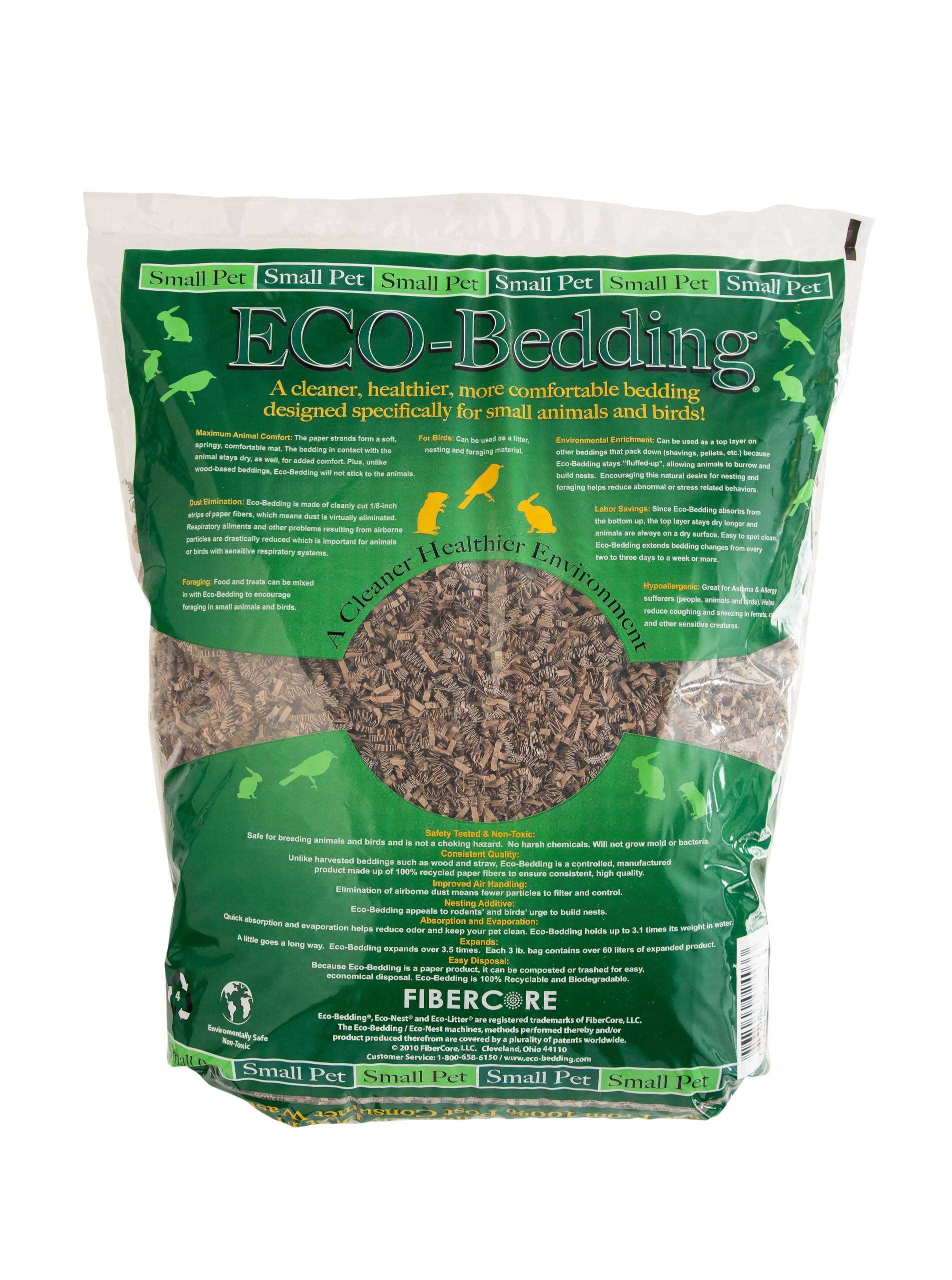 Eco Bedding 99% Dust Free Paper Bedding For Small Pets And Birds, Eco Natural, 30 L