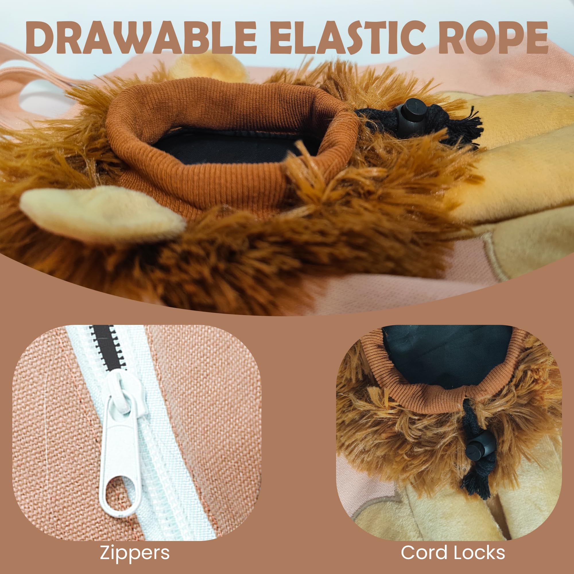 Pet Canvas Shoulder Carrying Bag, Cute Lion Shaped Cat Carrier, S Size Portable Kitten & Puppy Tote, Cozy Carriers For Small Dog