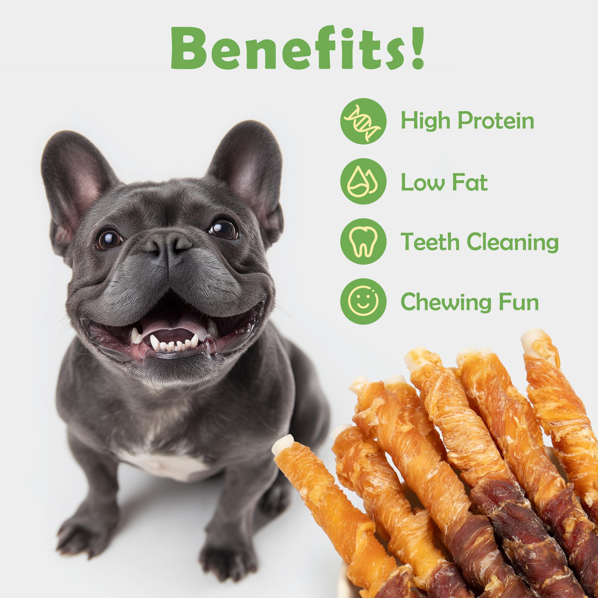 MON2SUN Dog Treats 5 Inch Double Flavor Chicken & Duck Wrapped Rawhide Sticks, Teeth Cleaning for Small Dogs, 21.16 oz (40 Count
