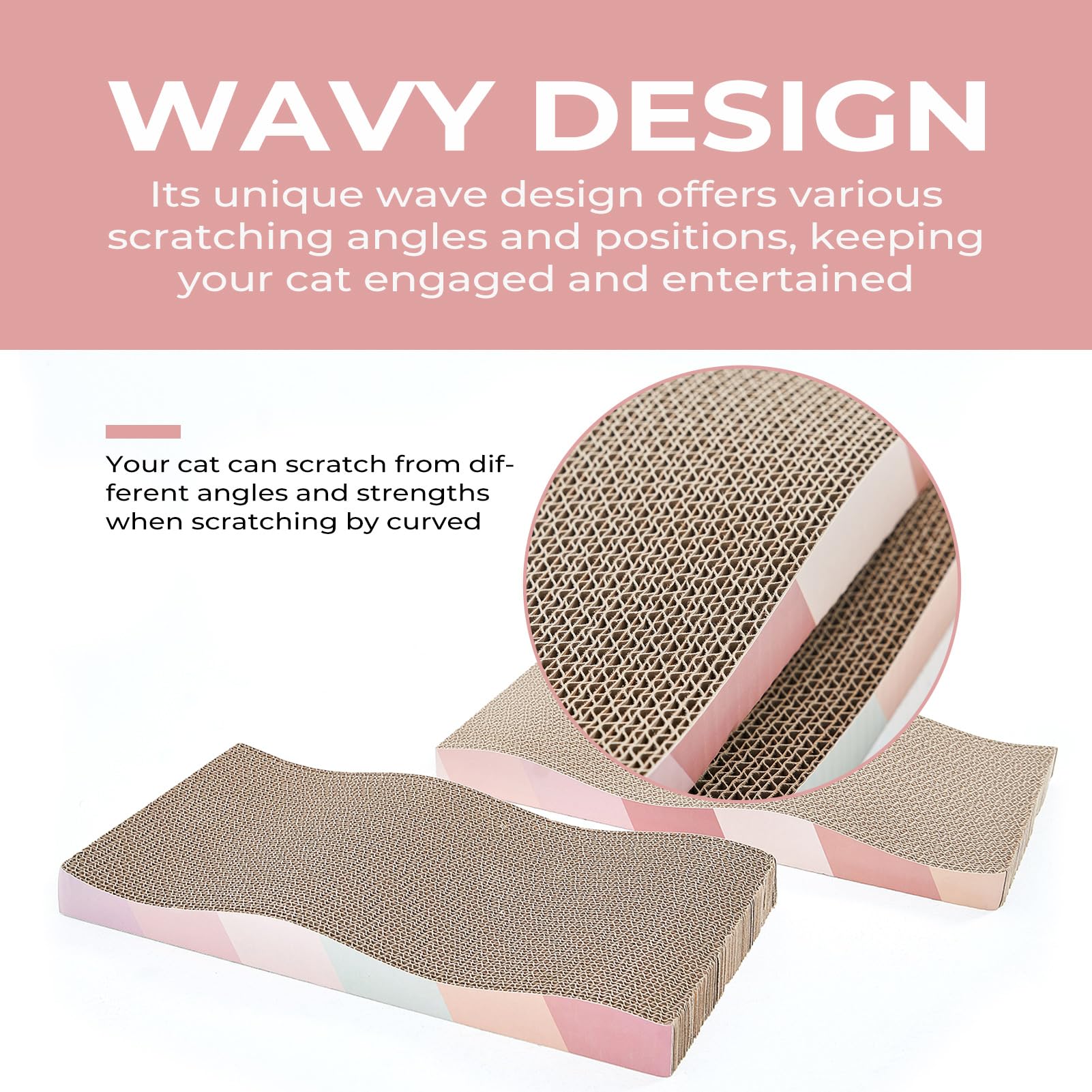 Sidazon Cat Scratching Board Cat Scratcher Cat Scratch Pad Cardboard Cat Scratchers For Indoor Cats Reversible Large Wide Corrugated With Catnip(2Pcs)