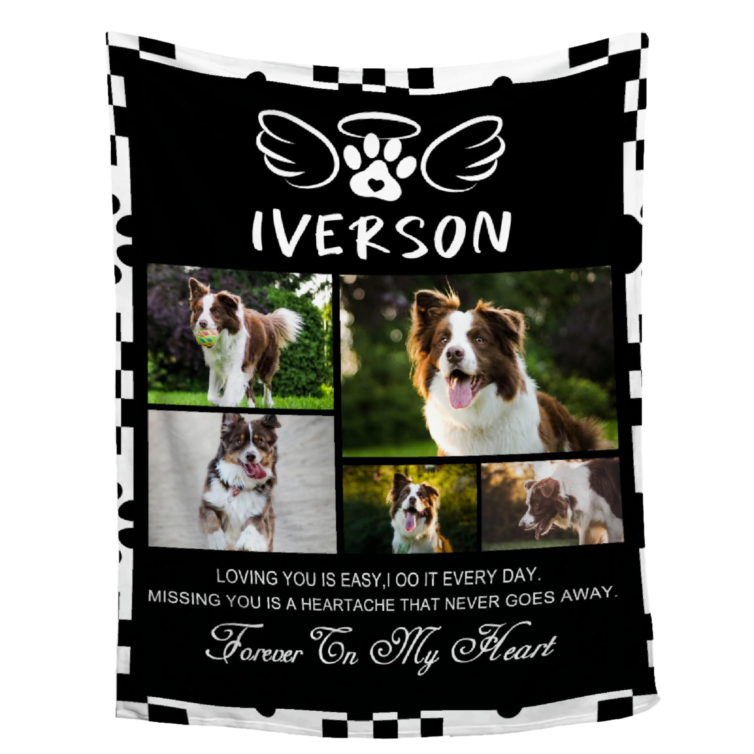 Buyyet Pet Family Customized Gifts Blanket with Name Photos Personalized Pet Memorial Gifts Blanket for Pet Owner Cats Puppy Mom