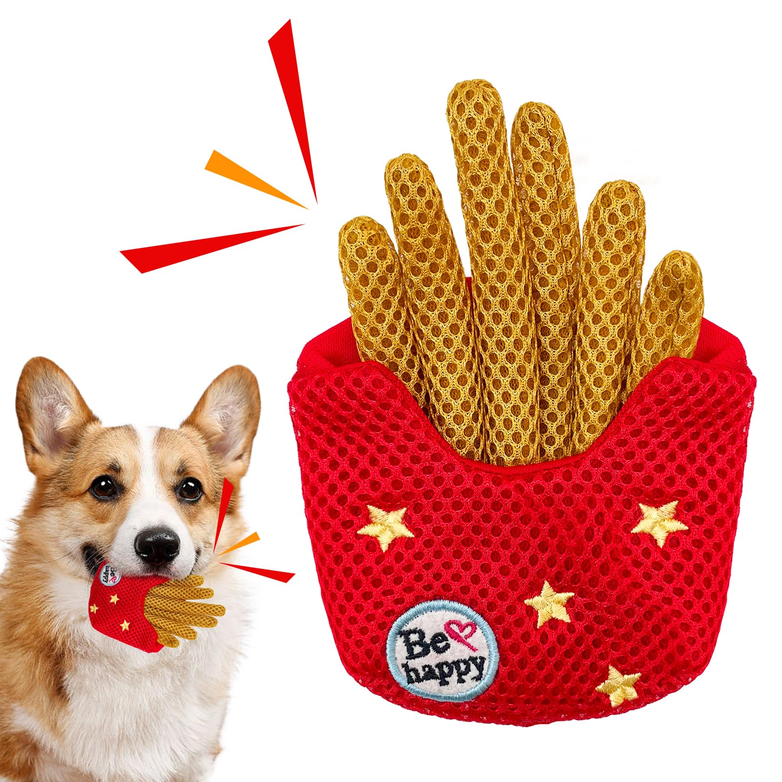 Lepawit Crinkle Dog Toys, Floating Dog Toys With Mesh For Cleaning Teeth, French Fries Dog Gifts For Small And Medium Dogs