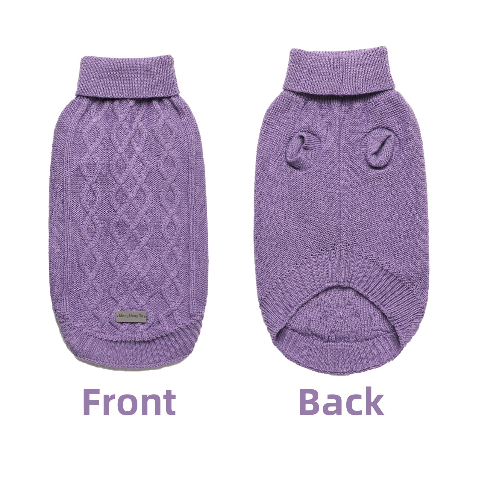 Mengmengda,Dog Pullover Sweater, Cold Weather Cable Knitwear, Warm Clothes For Chihuahua, Bulldog, Dachshund, Pug, Yorkie,Dog Outfits For Small Dogs Medium Dogs (Purple Xs)…