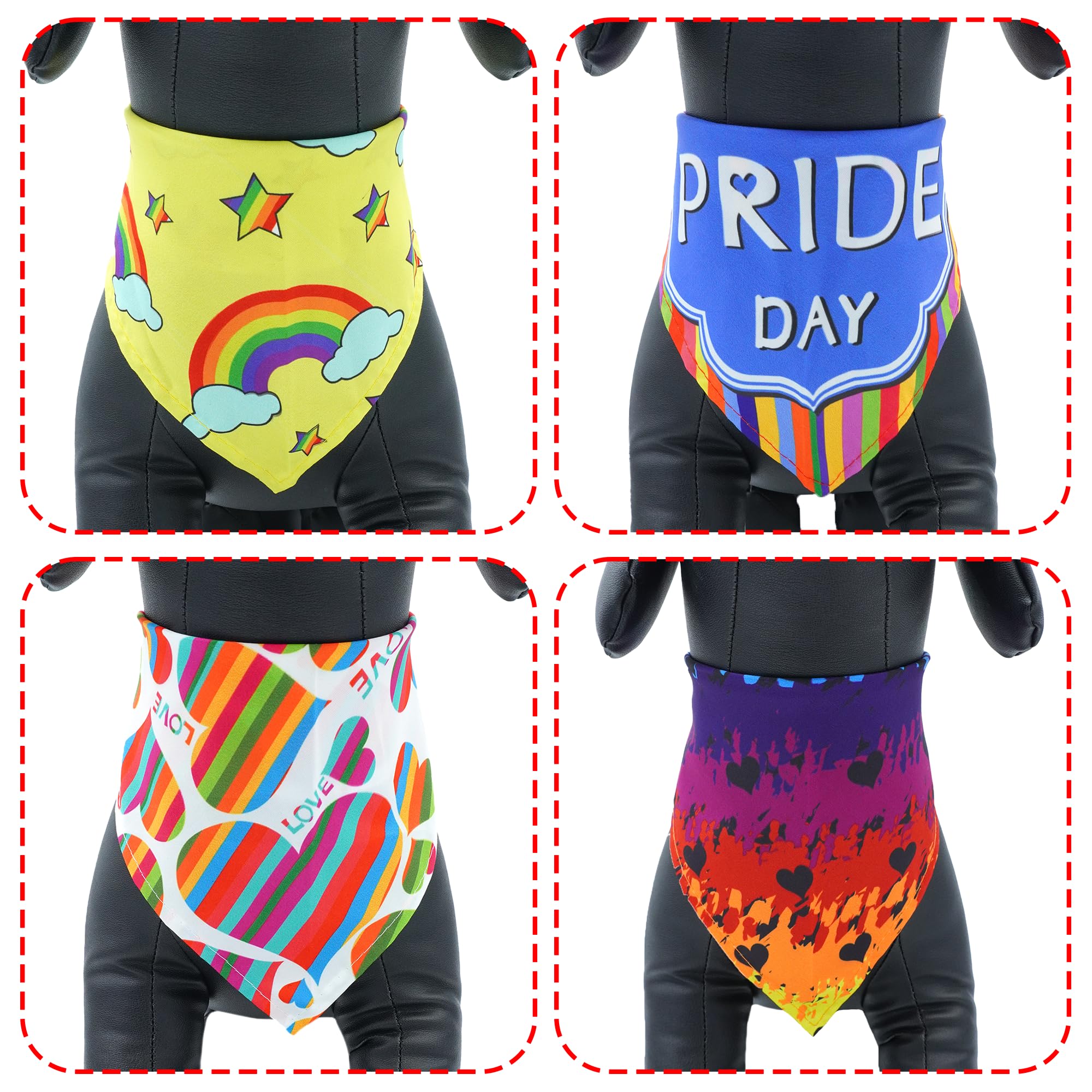 Jpgdn 50Pcs Pride Day Dog Bandanas Large Bulk For Large Extra Large Xl Xxl Boys Girls Adjustable Triangle Bibs Scarves Kerchief