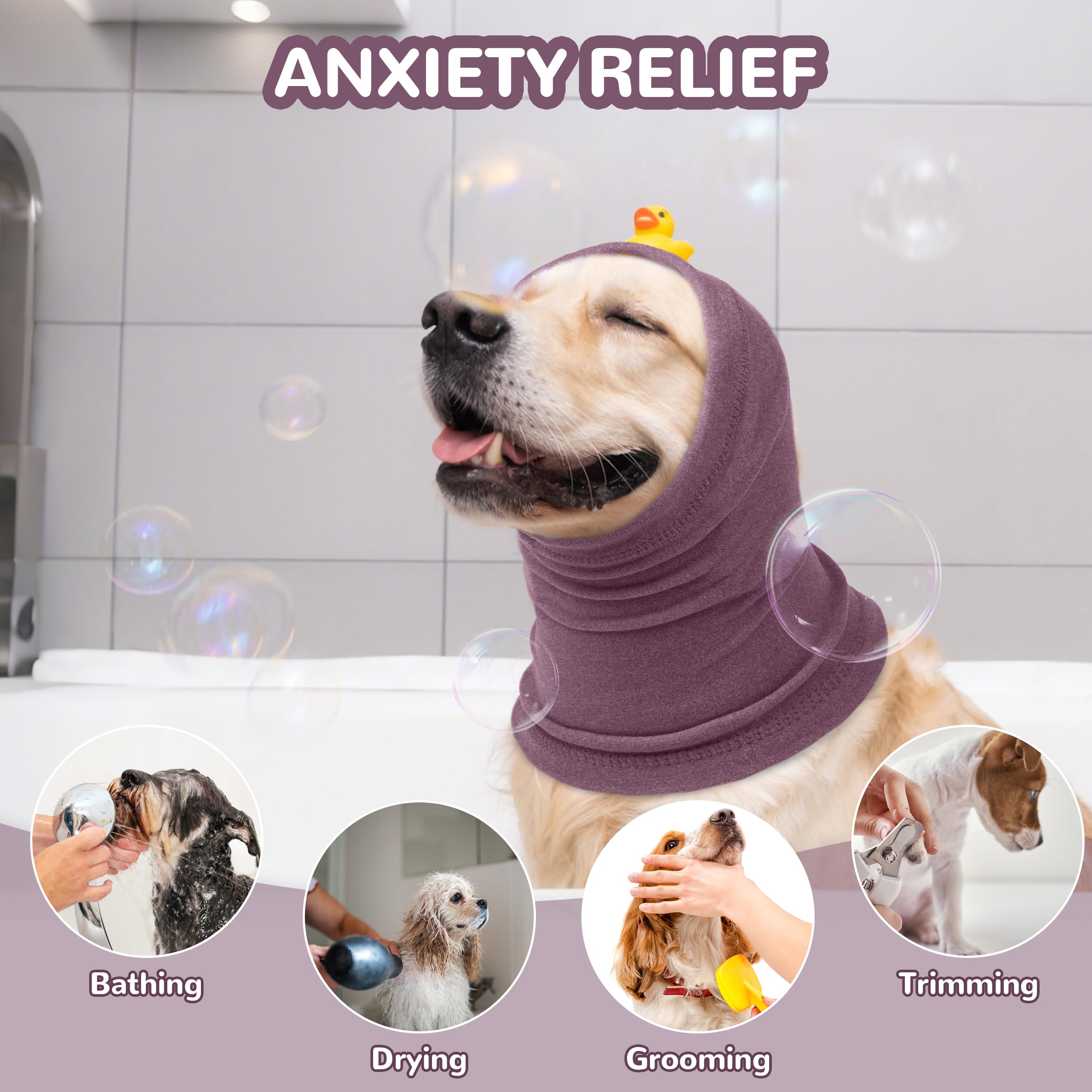 PUMYPOREITY Calming Dog Ear Muffs, Noise Protection, Anxiety Relief, Purple, Large