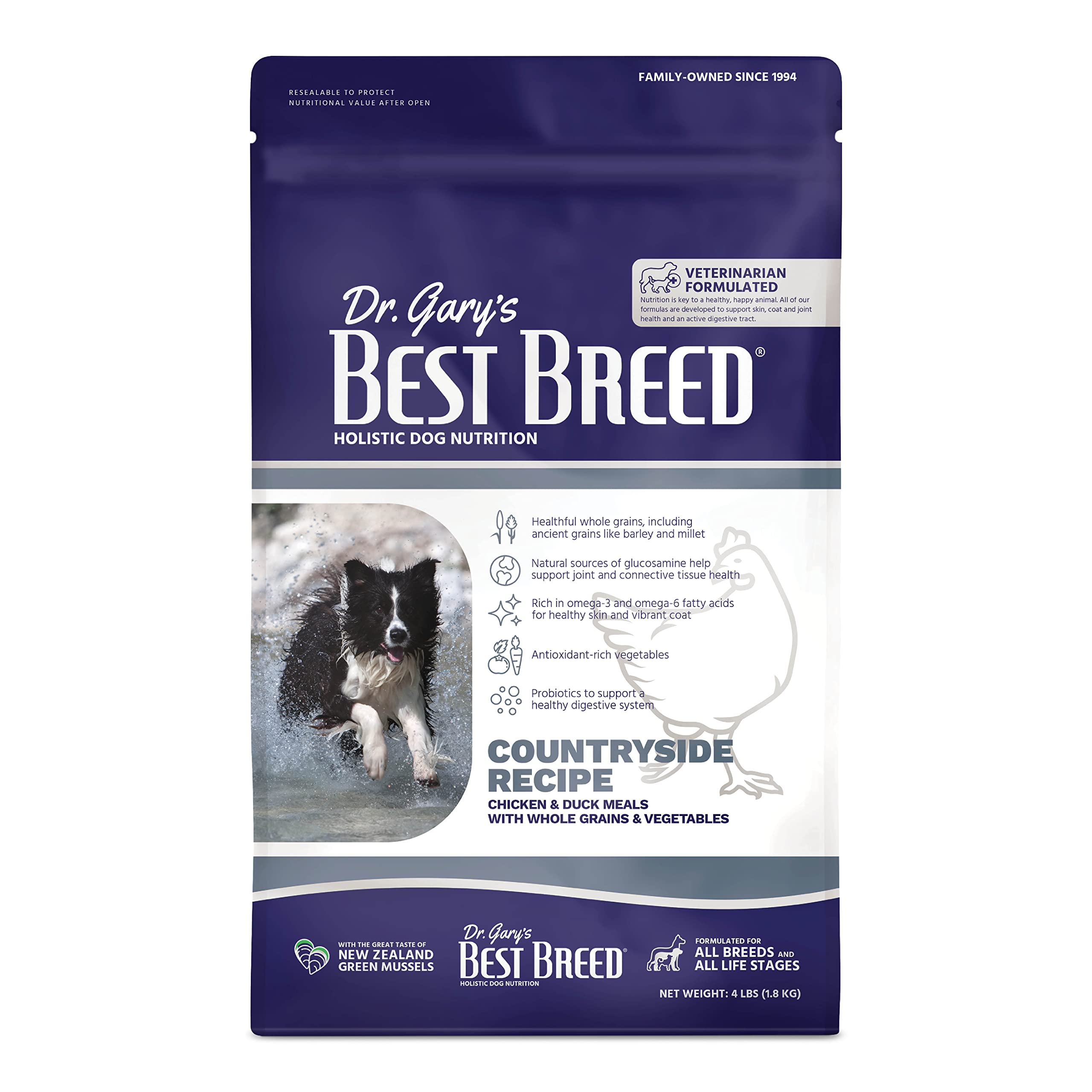 Best Breed Dr. Garys Countryside Recipe Slow-Cooked in USA, Natural Dry Dog Food for All Breeds and Sizes, 4lbs.