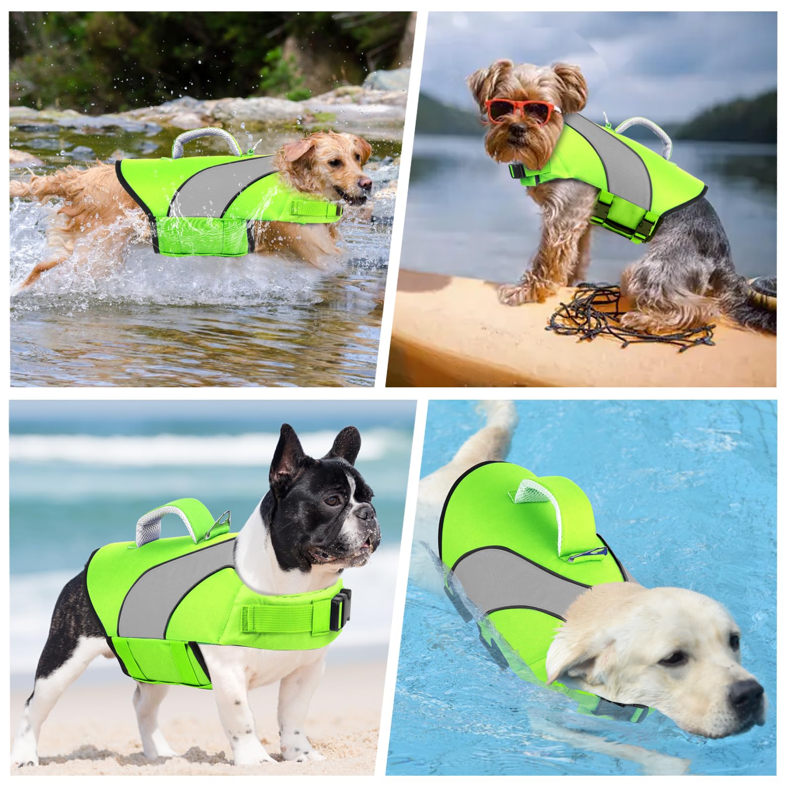 Doglay Dog Life Vest, Dog Life Jacket With Double Rescue Handles And Reflective Stripes, Adjustable High Visibility Swimming Saf