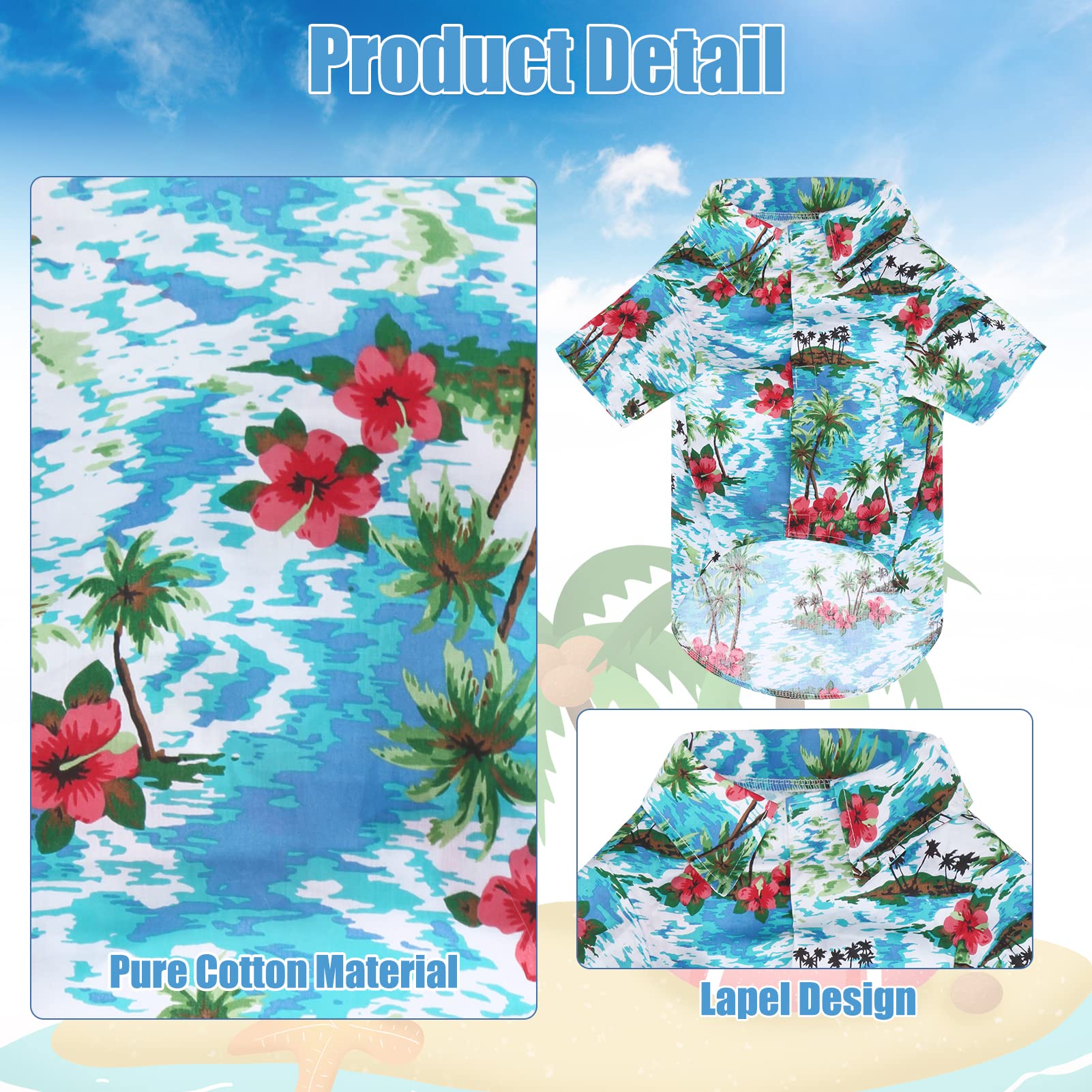 Expawlorer Dog Hawaiian Shirt - Dog Summer Clothes, Breathable Dog Polo T-Shirts With Floral And Sea Island Pattern,Puppy Outfit
