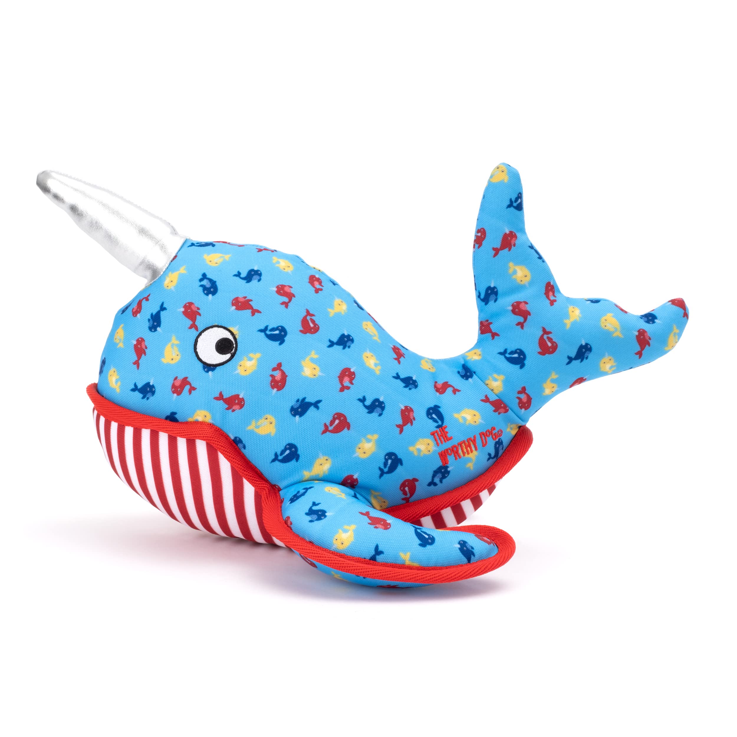 The Worthy Dog Tough Narwhal Chew Toy Blue, Fun Fetch Play With Squeaker For Dogs Durable Material For Aggressive Chewers-Small