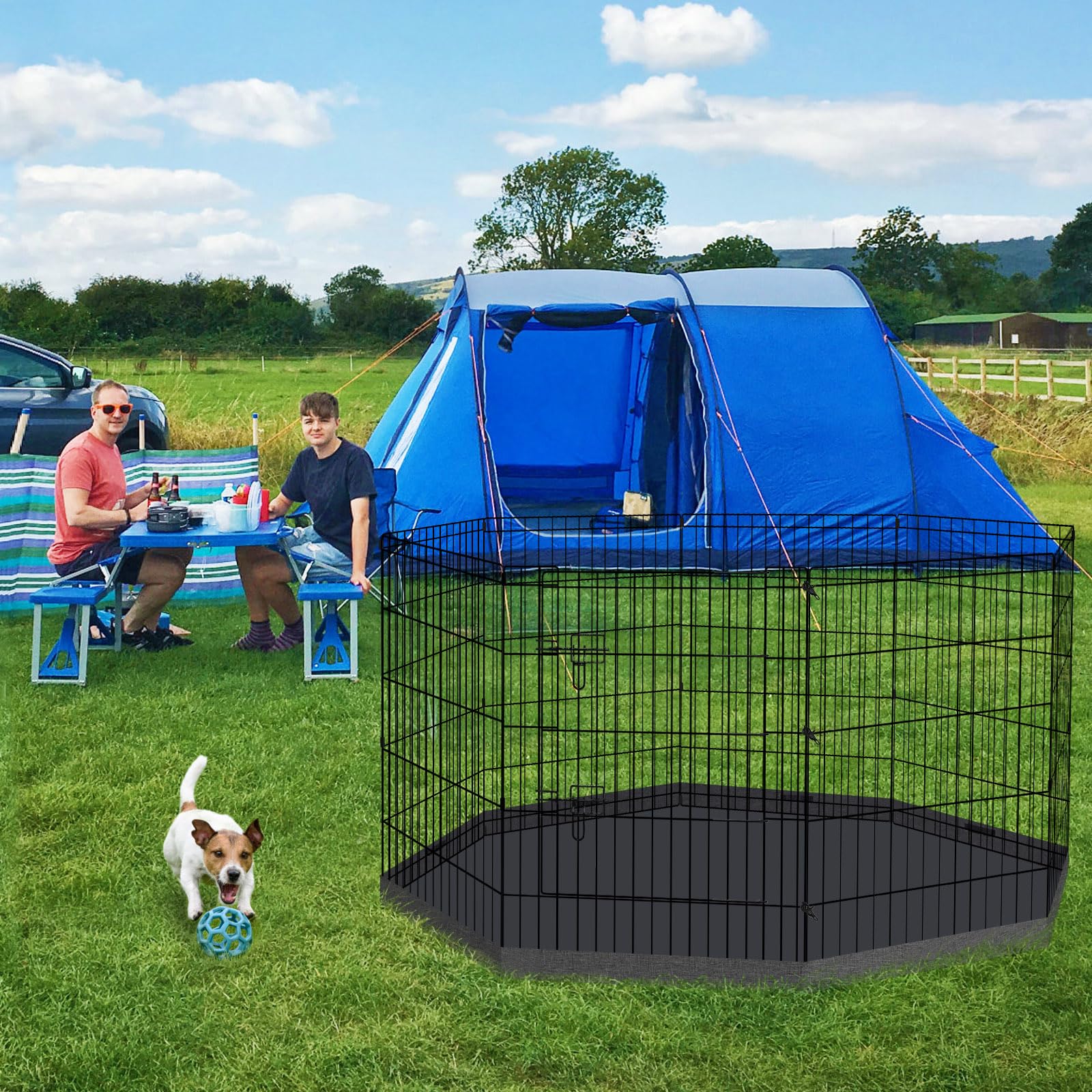 Dog Pen Pet Playpen Dog Fence Indoor Foldable Metal Wire Exercise Puppy Play Yard Pet Enclosure Indoor Outdoor 8 Panels 30 Inch