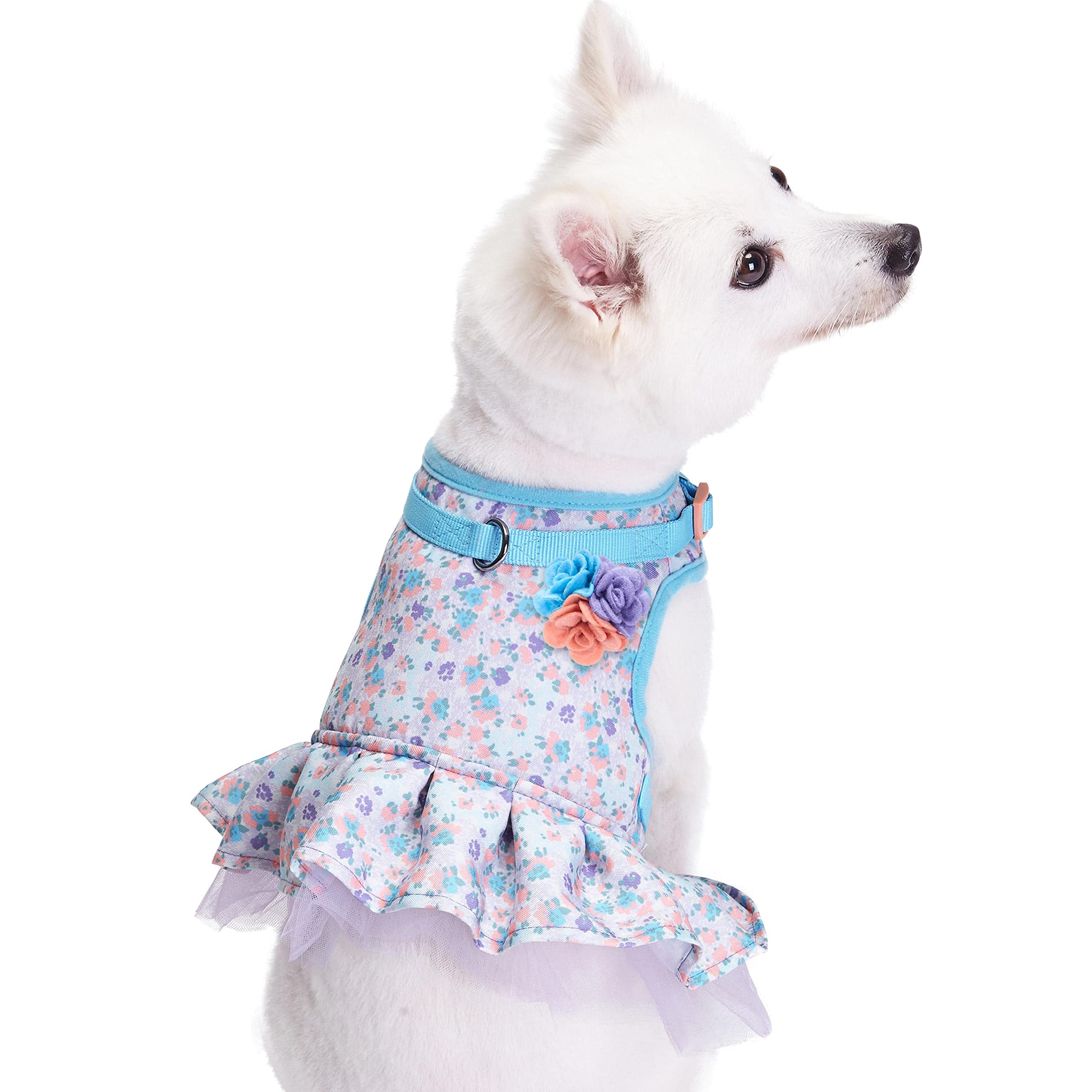 Blueberry Pet New Soft & Comfy Made Well Lovely Floral No Pull Mesh Dog Costume Harness Dress in Lavender, Chest Girth 19-21, Sm