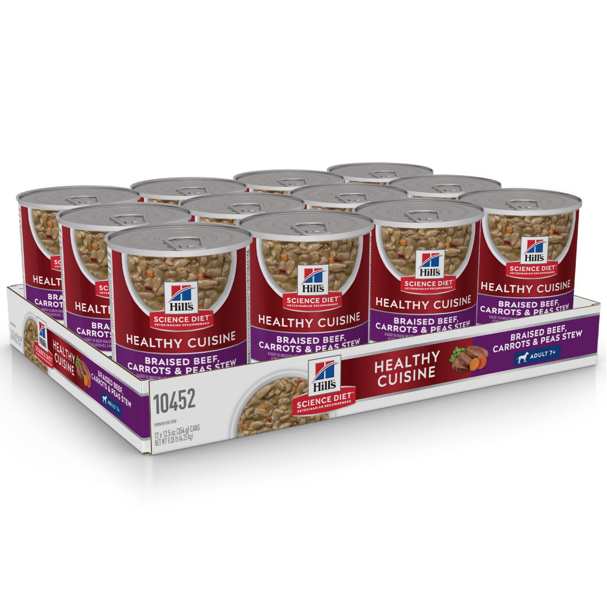 Hills Science Diet Healthy Cuisine, Senior Adult 7+, Senior Premium Nutrition, Wet Dog Food, Braised Beef, Carrots & Peas Stew,