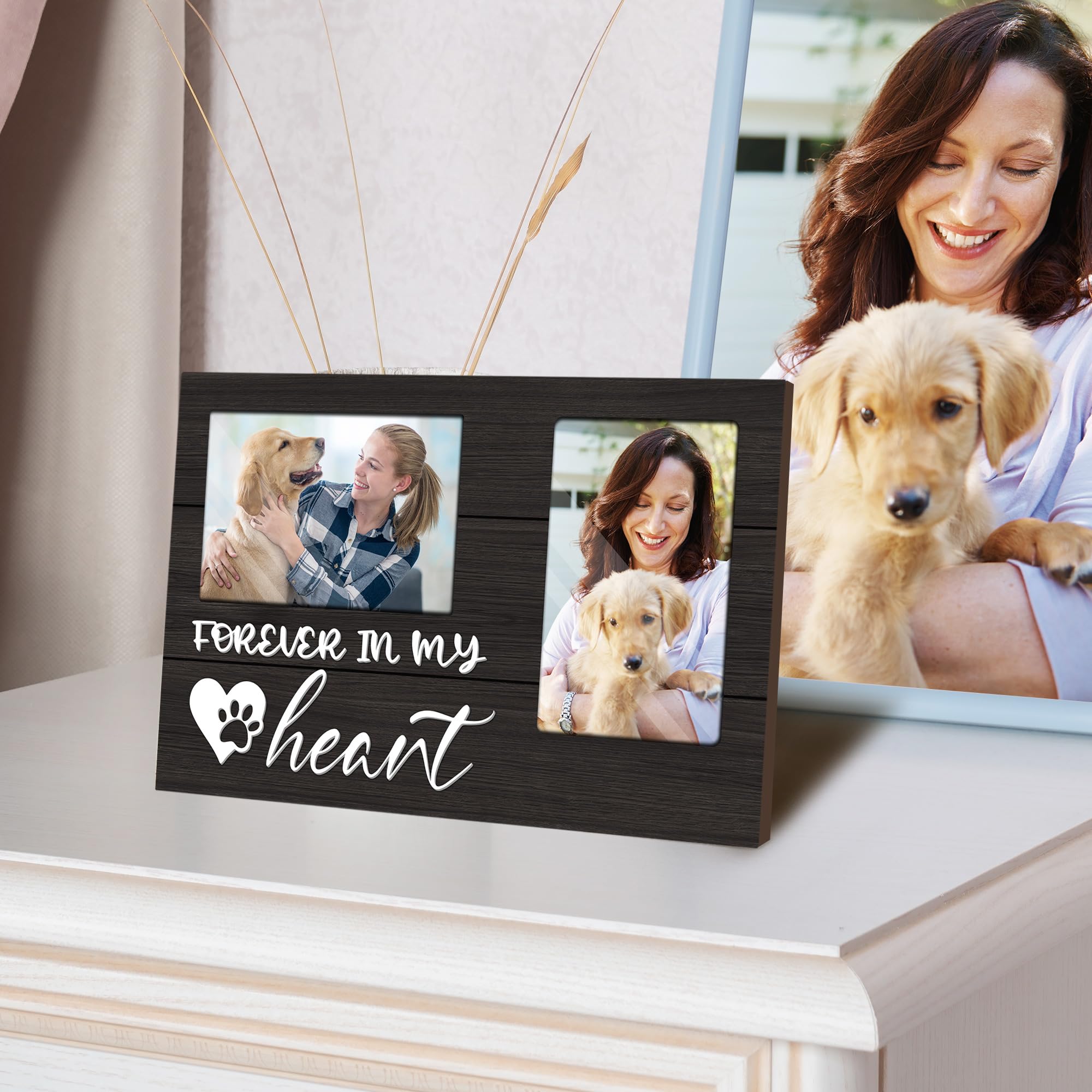Cocomong Dog Memorial Gifts For Loss Of Dog, Pet Memorial Gifts Picture Frame, Loss Of Dog Sympathy Gift Holds 2 4X6 Inches Phot