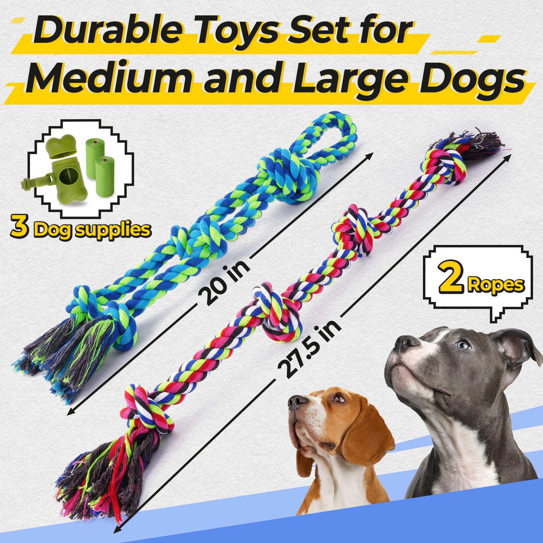 Eefitoys Heavy Duty Dog Rope Toys For Aggressive Chewers, Tough Tug Of War Dog Toys For Large, Medium & Small Dogs - 5 Pack Incl