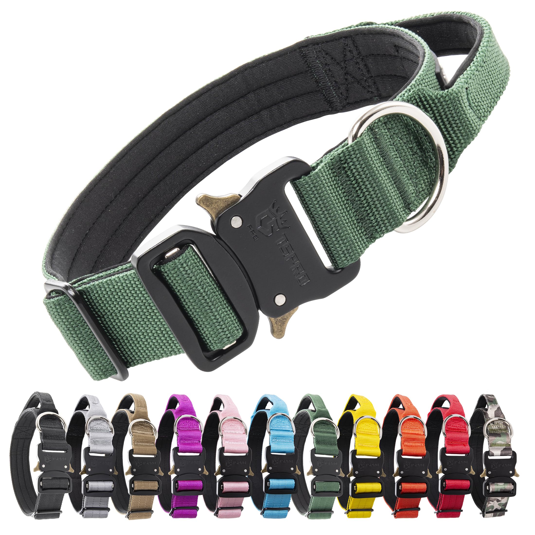 Tspro Premium Dog Collar With Handle Thick Dog Collar Adjustable Dog Collar Heavy Duty Quick-Release Metal Buckle Dog Collar For