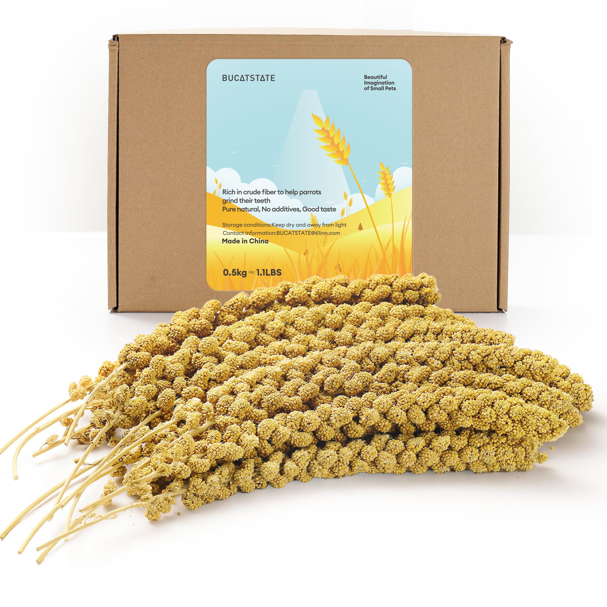 BUCATSTATE Spray Millet for Birds, Sun-Dried Healthy Millet Parakeet Treats for Parrots Cockatiel Lovebird Finch, GMO-Free Parak