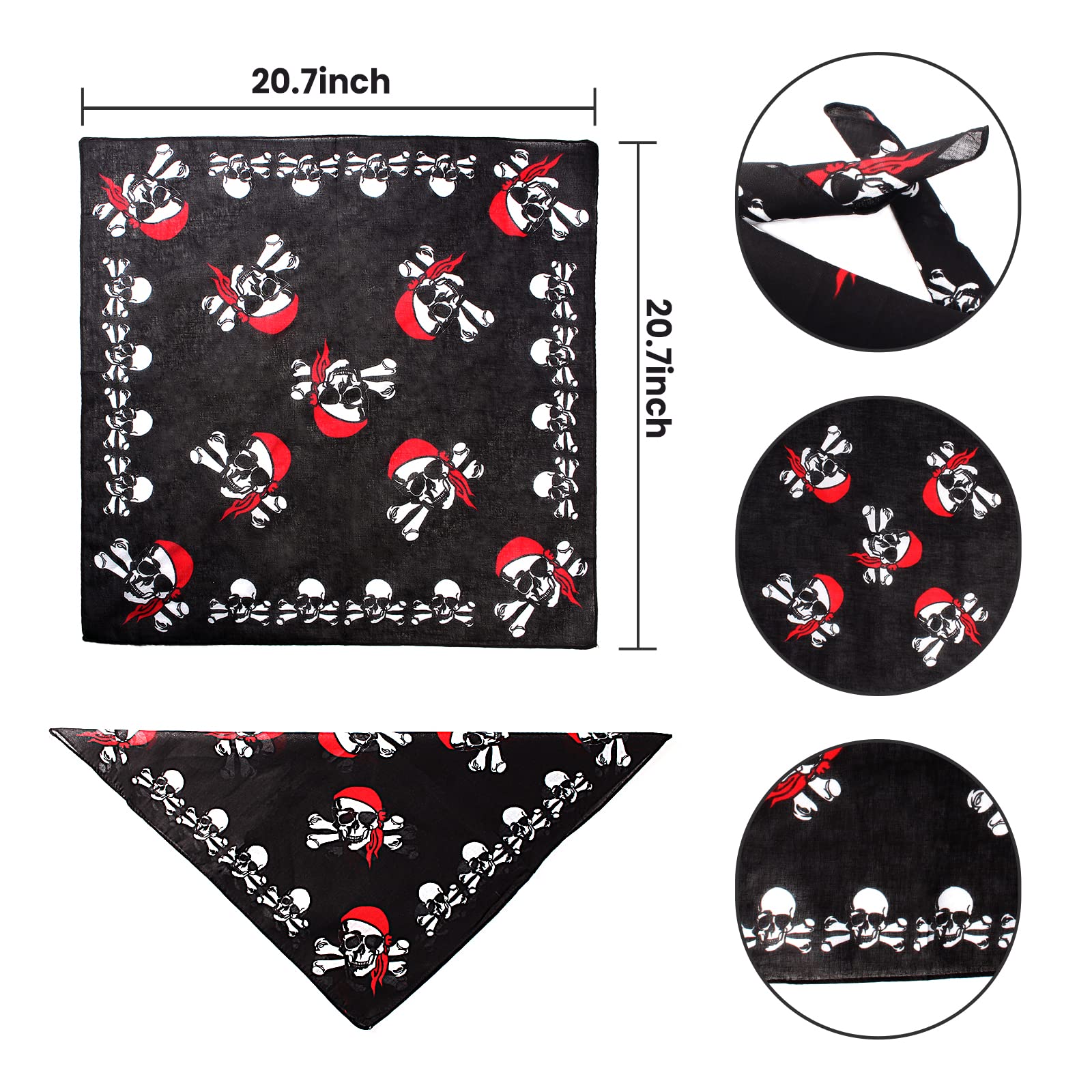 Aichiyu 2 Pieces Skull Print Pet Pirate Hat With Pirate Skull Bandana Dog Cat Captain Cap Halloween Pirate Cosplay Costume Halloween Party Hat Dress Up Costume Accessories (B) One Size