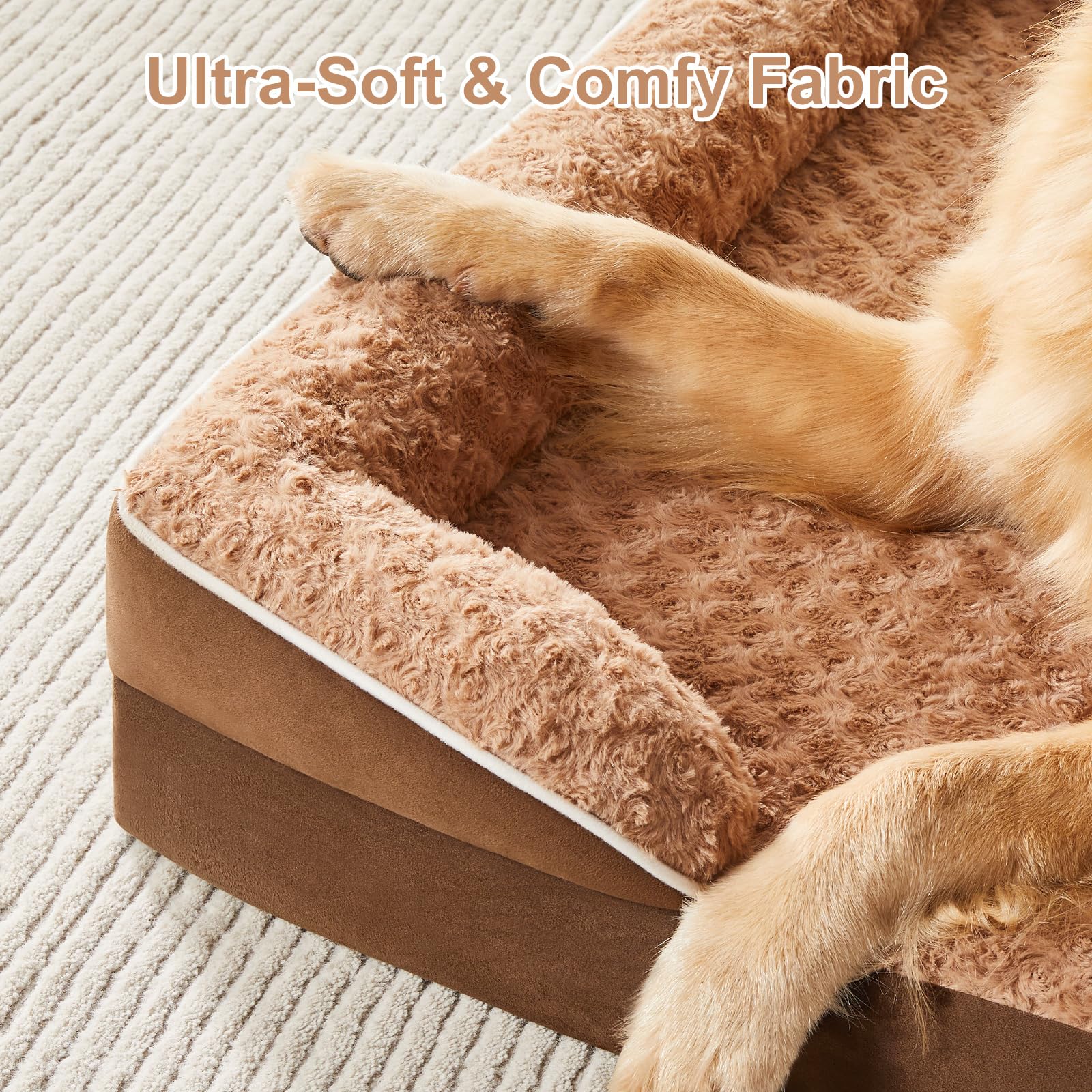 Wnpethome Dog Bed For Extra Large Dogs, Washable Dog Bed With Waterproof Lining & Non-Skid Bottom, Orthopedic Egg Foam Couch For