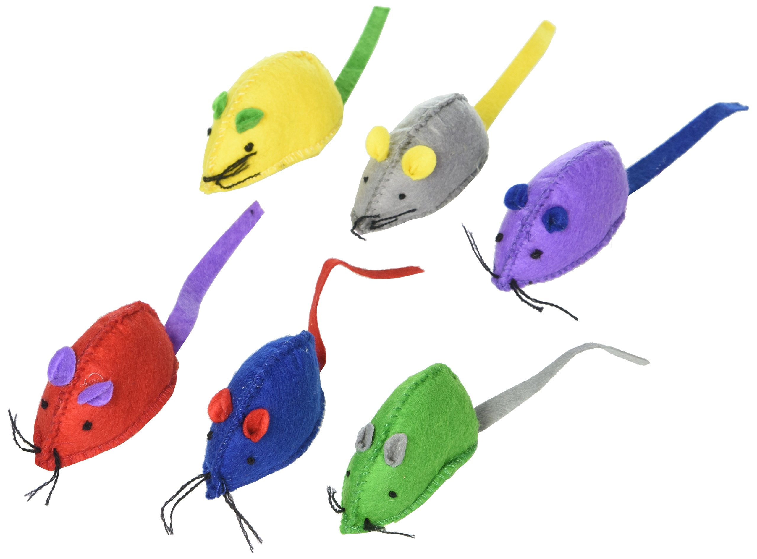 SPOT Felt Mice Catnip Toy | Soft, Colorful Multipack Interactive Cat Toy for Indoor Cats | Includes Catnip | 6 Pack in Assorted 