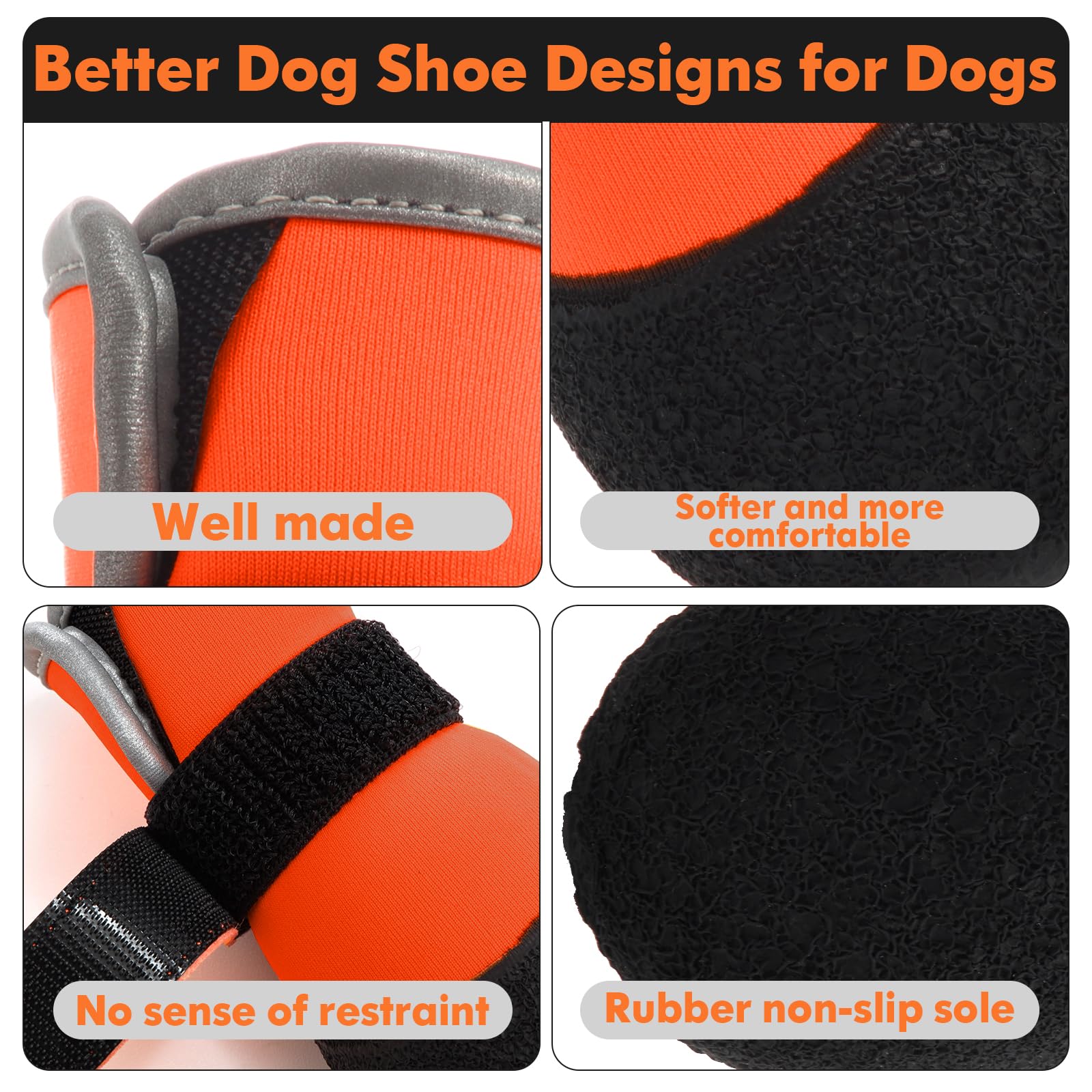 DOGOYS Dog Shoes, Outdoor Dog Boots Non-Slip Waterproof Dog Booties for Medium to Large Dogs 4Pcs for Winter Snowy Day, Summer H